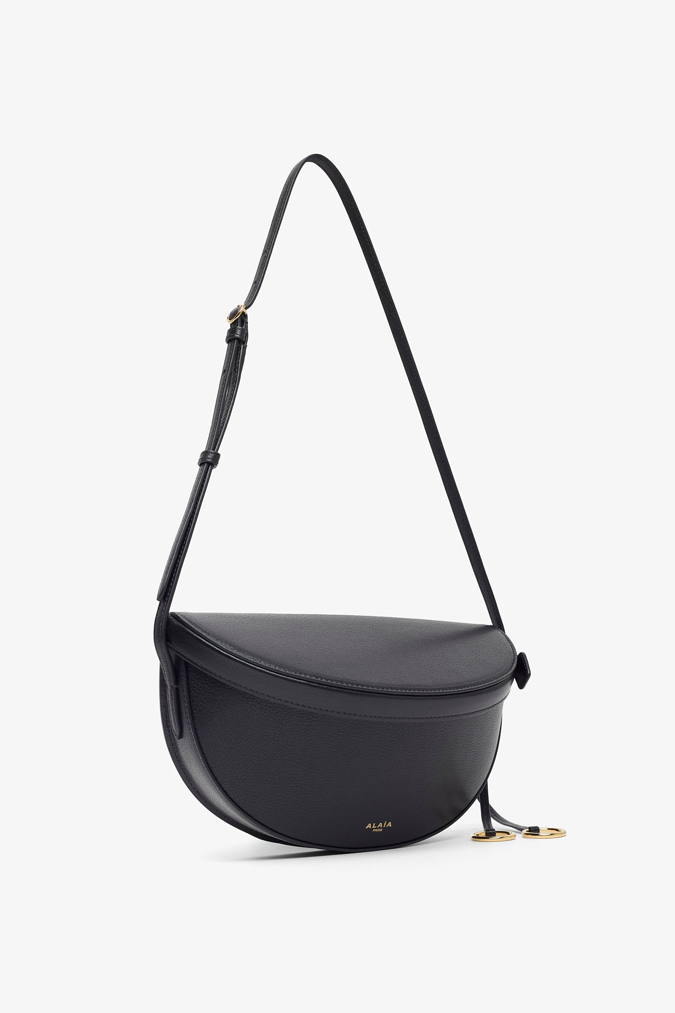 Hip east west black leather bag