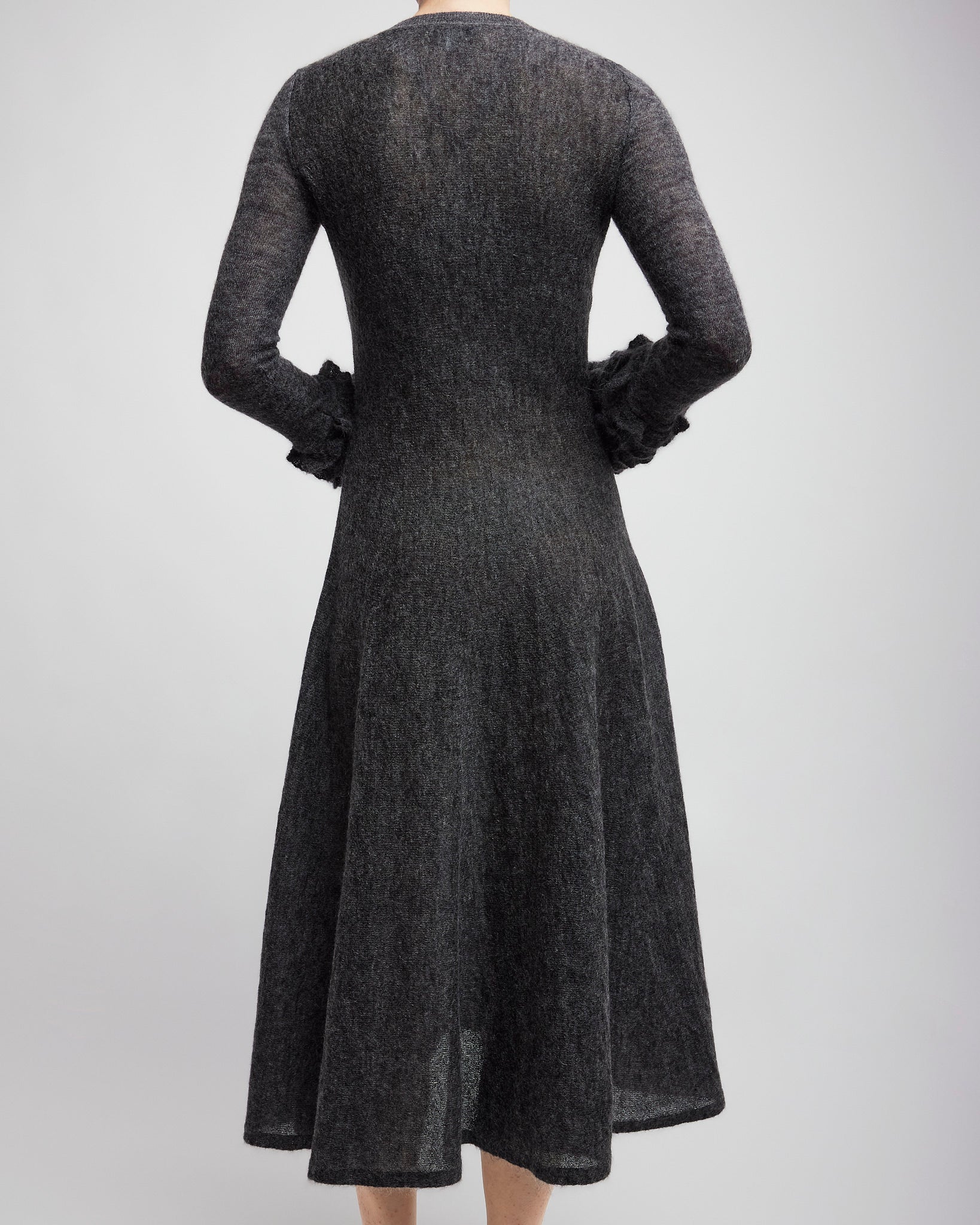 Frills sleeve mohair fit flare dress