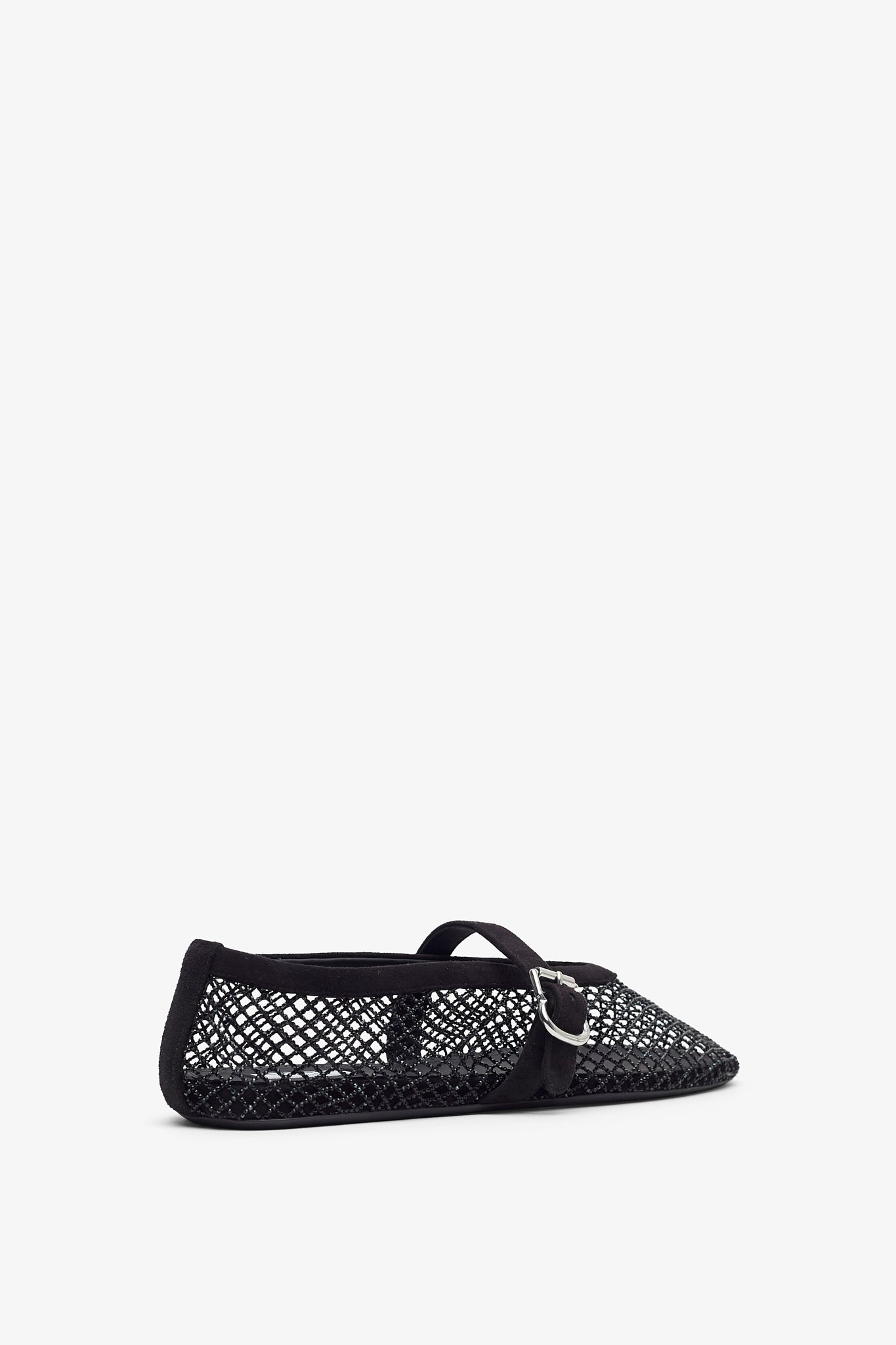 Strass mesh suede ballet flats