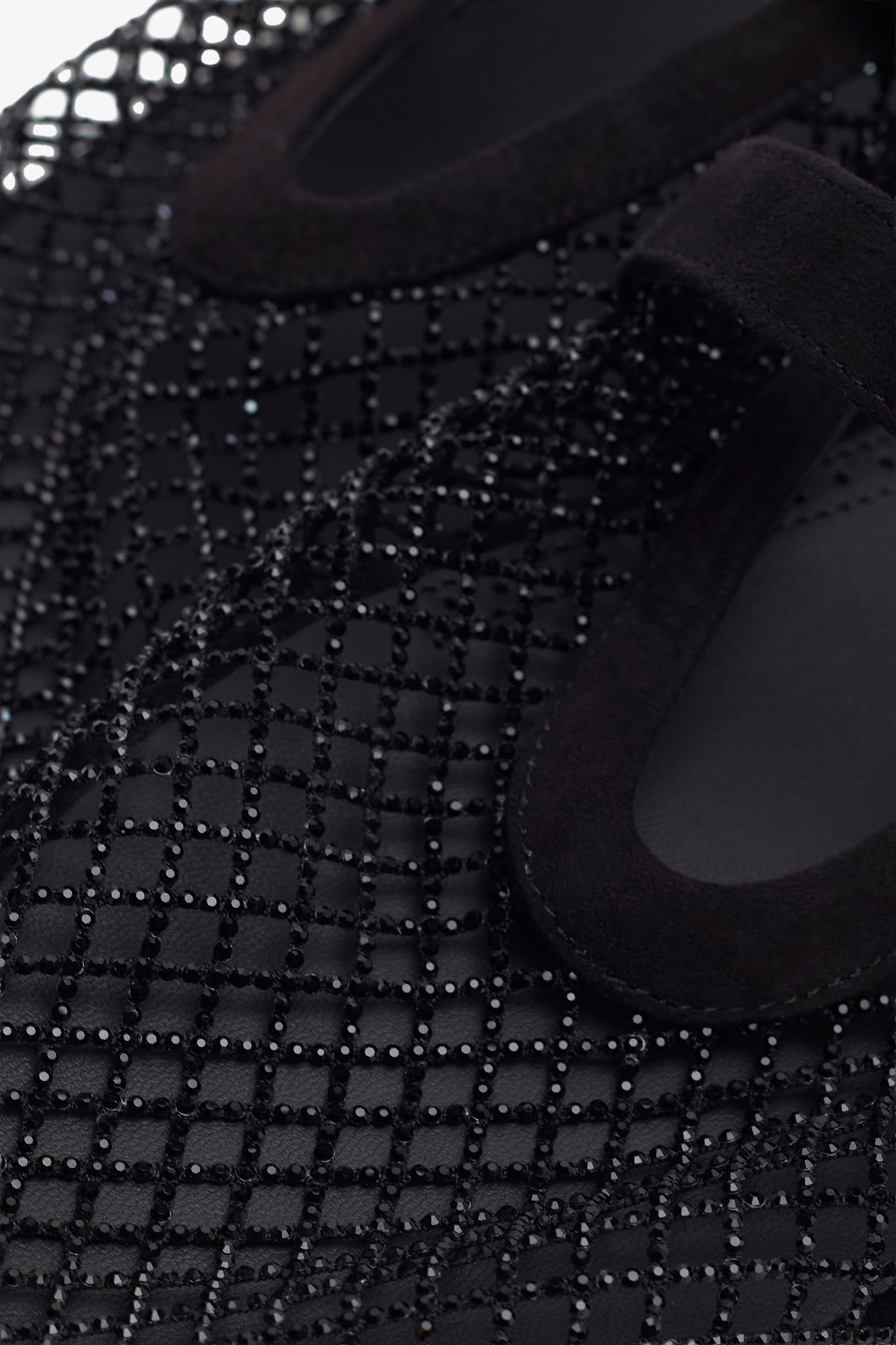 Strass mesh suede ballet flats