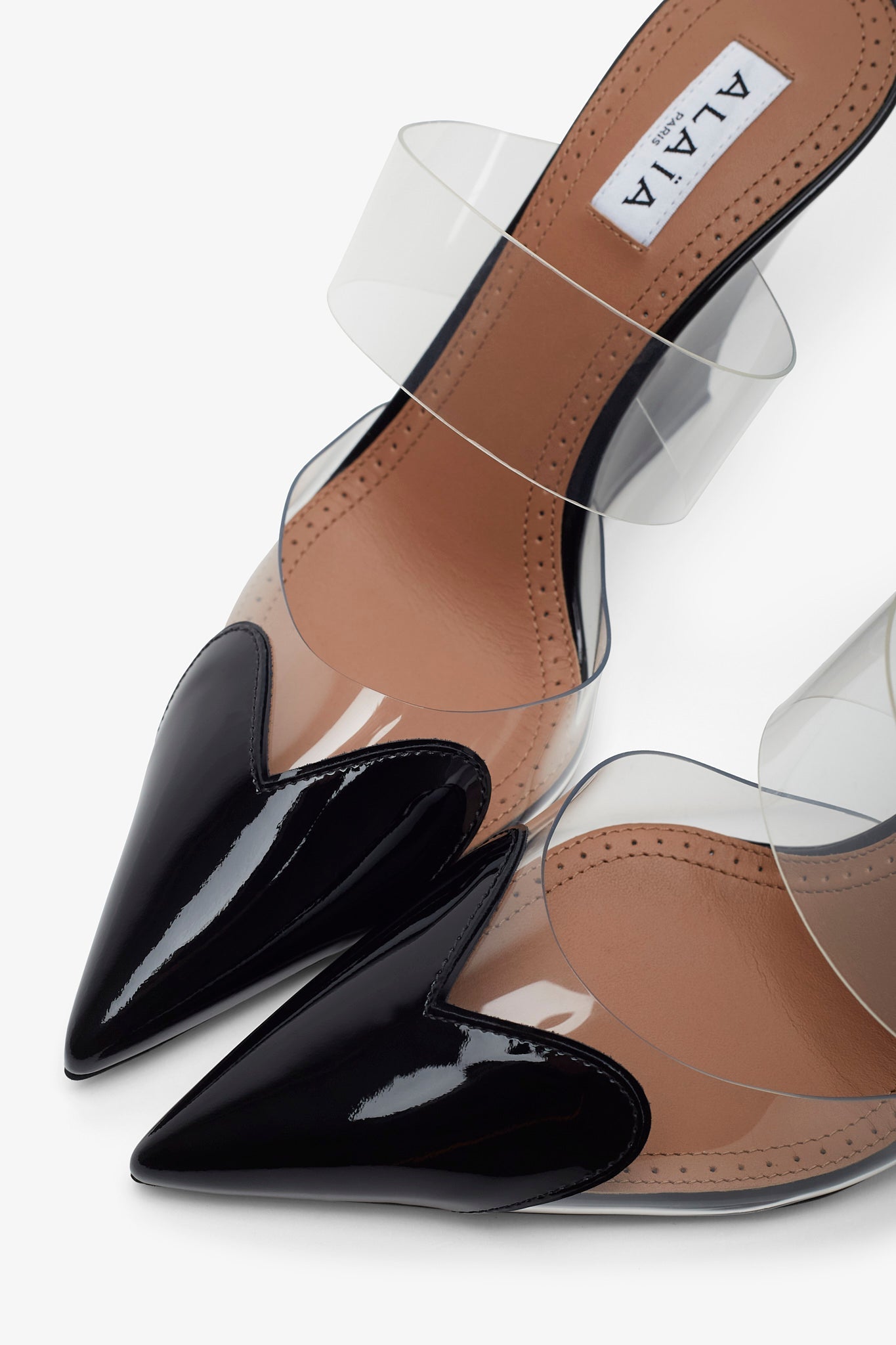 Coeur 90 black patent wedge mules