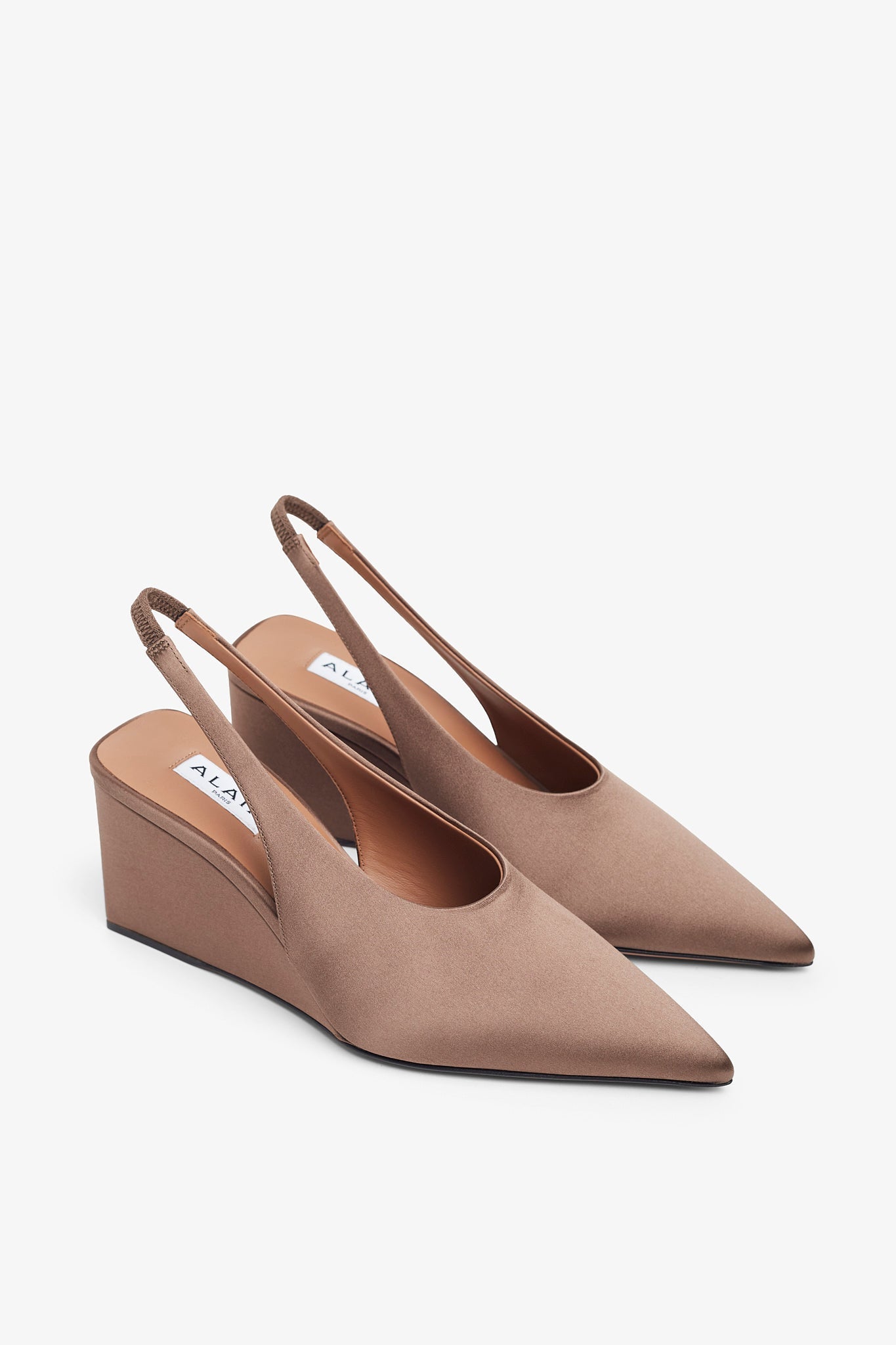 Blush 90 satin slingback wedges