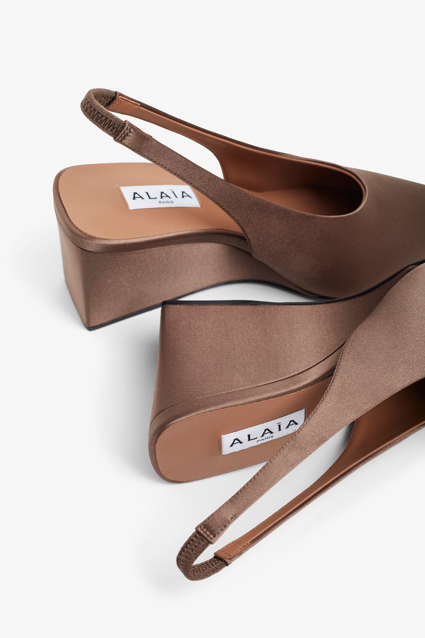 Blush 90 satin slingback wedges
