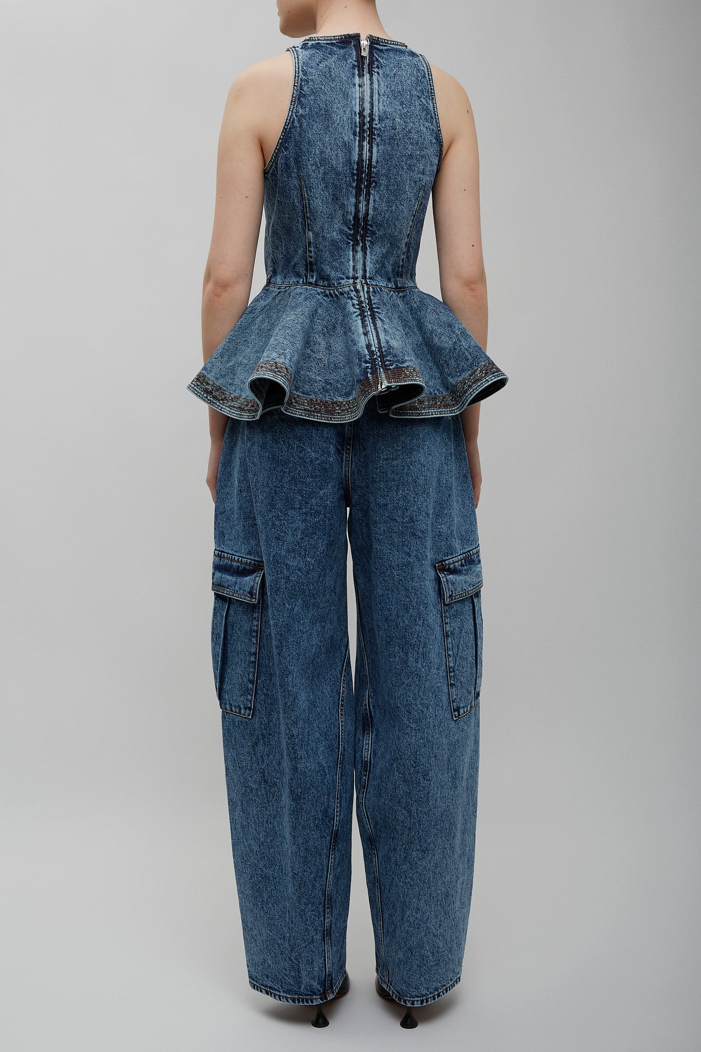 Cargo blue denim pants
