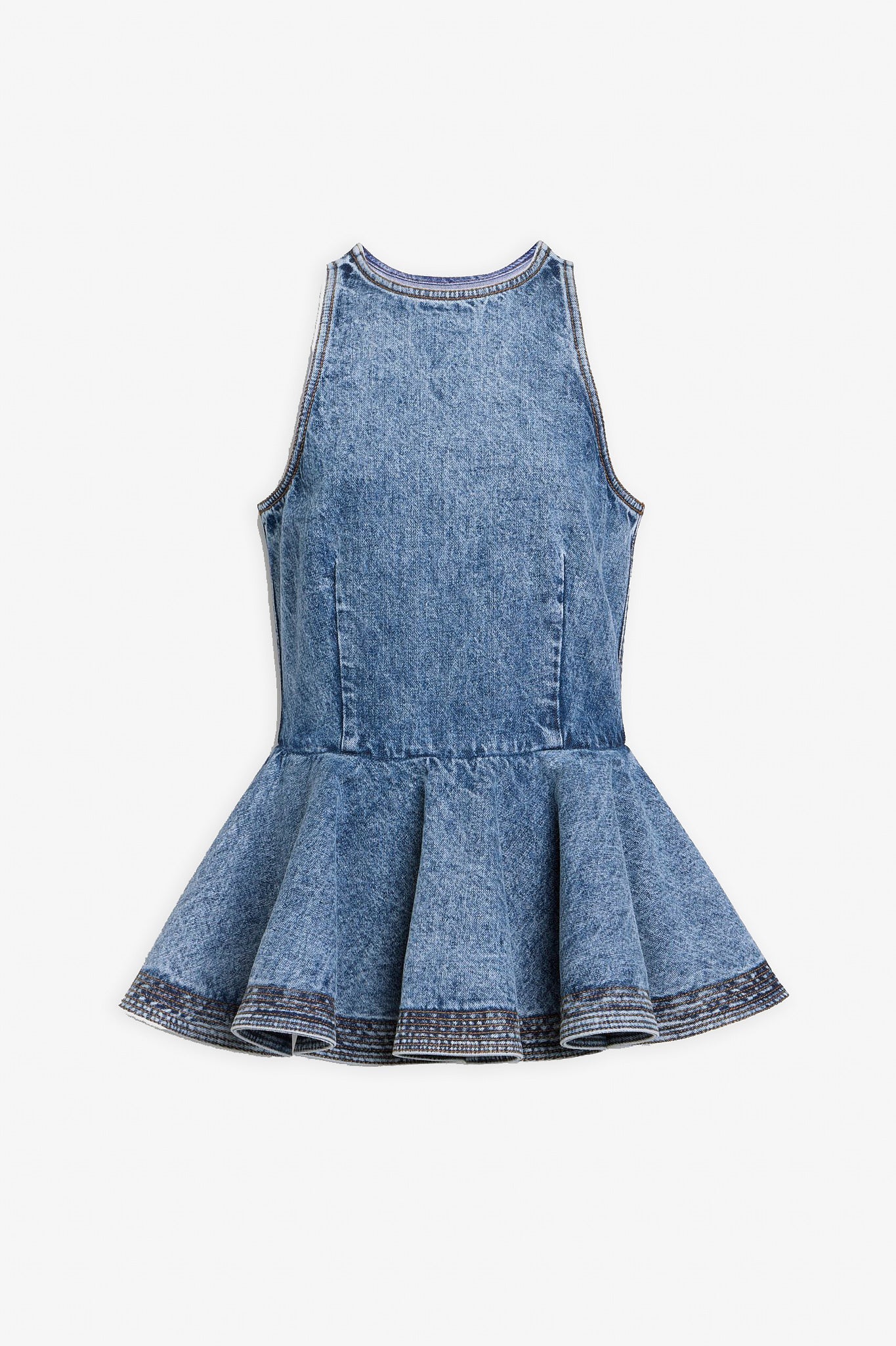 Blue denim peplum top