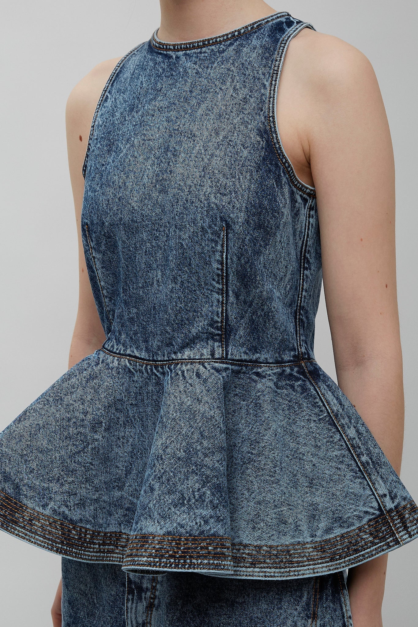 Blue denim peplum top
