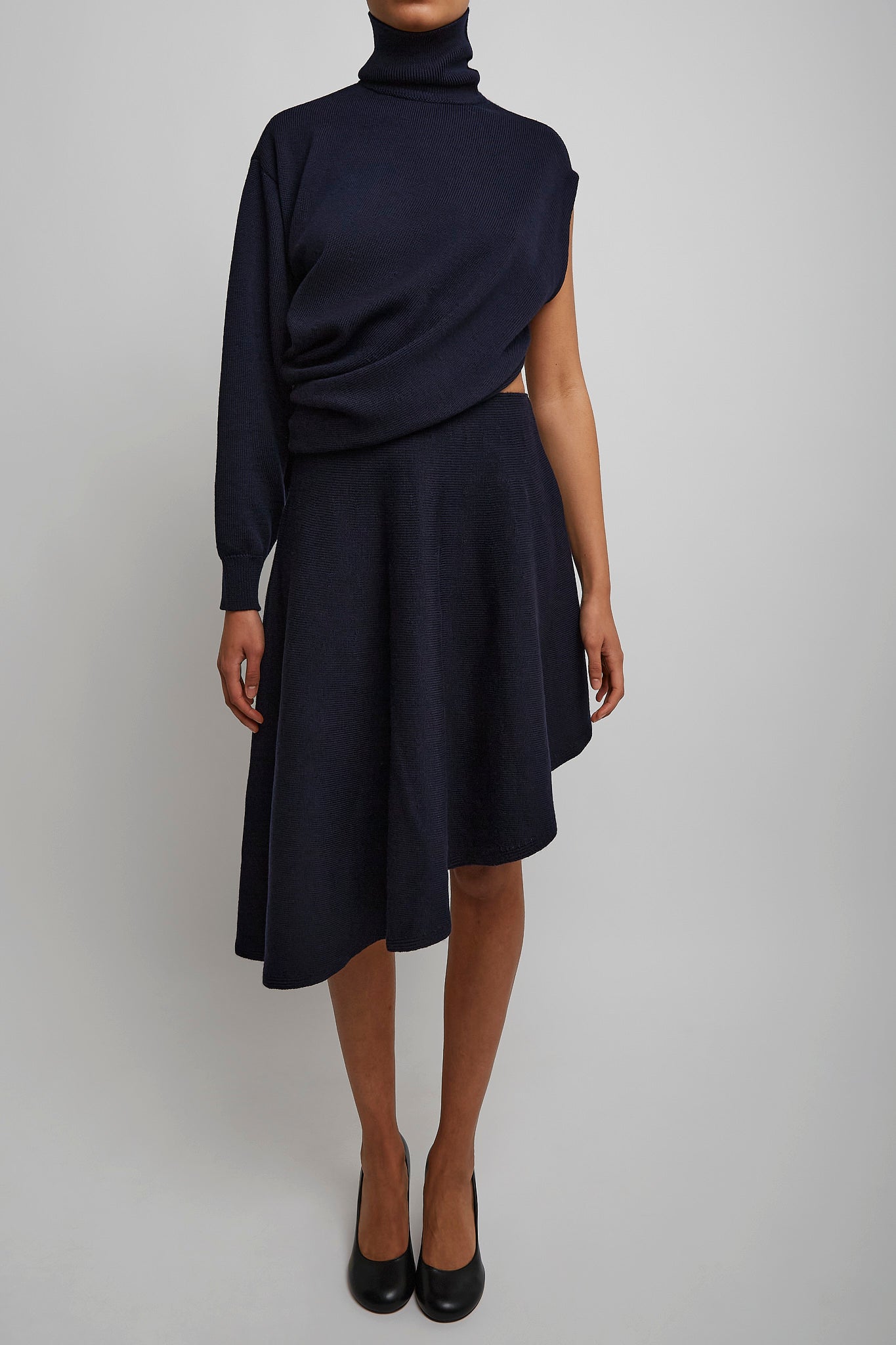 Midnight blue cut-out knit dress