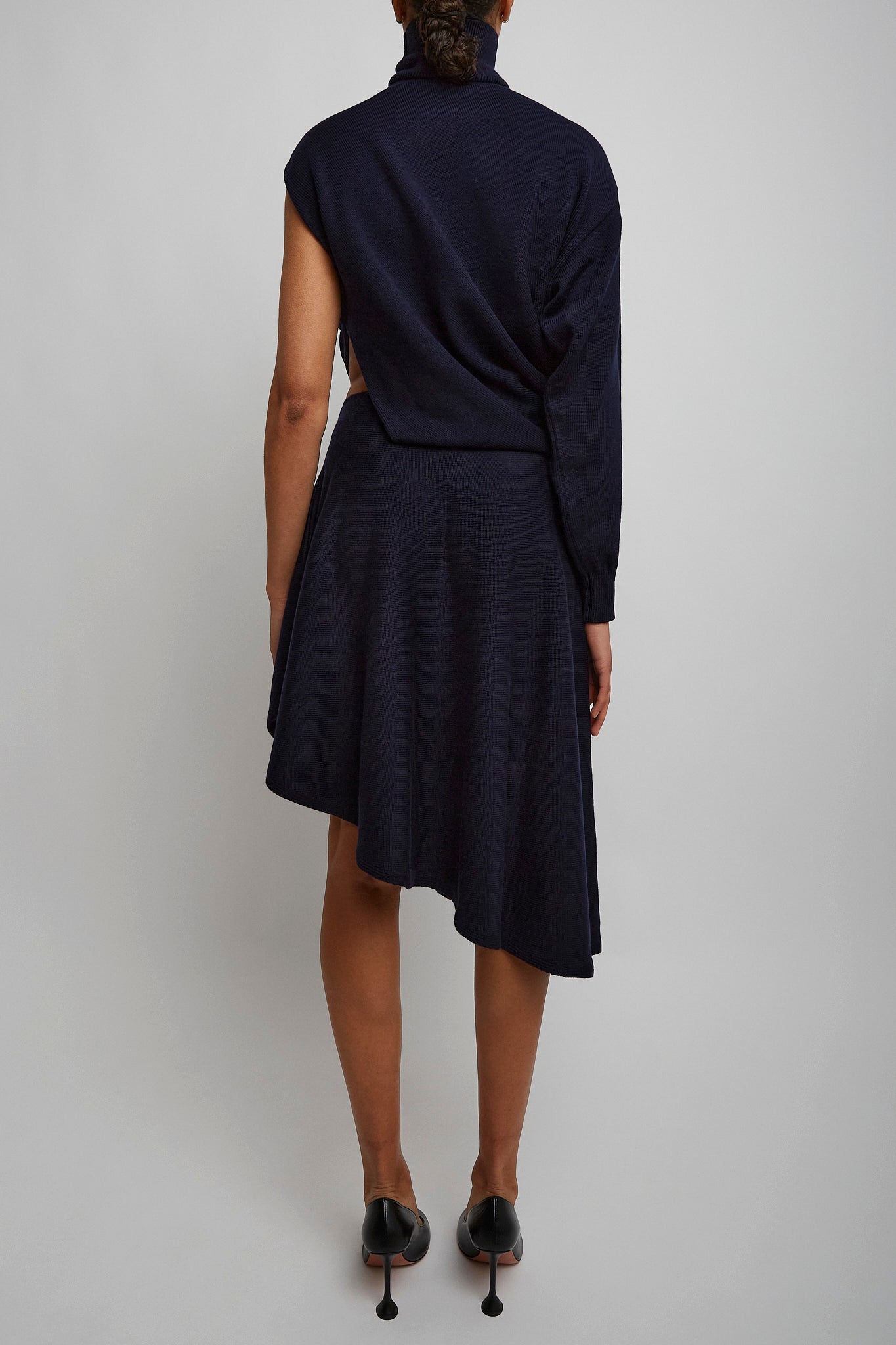 Midnight blue cut-out knit dress