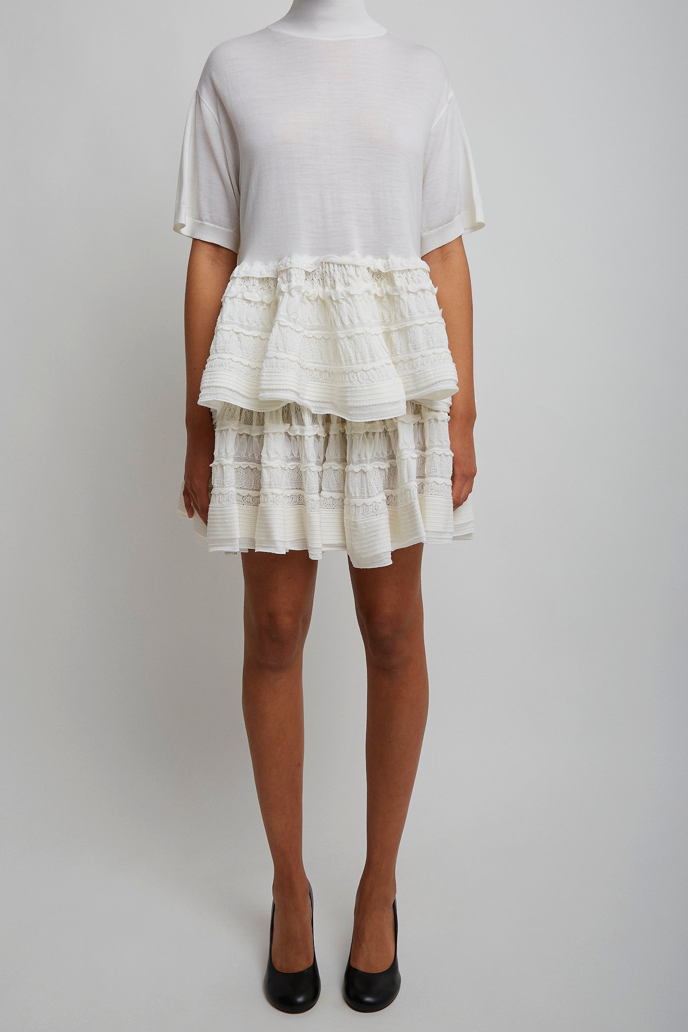 White ruffle wool skirt
