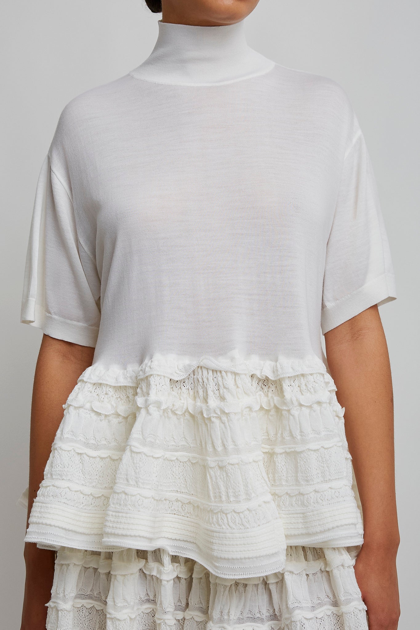 White wool peplum top