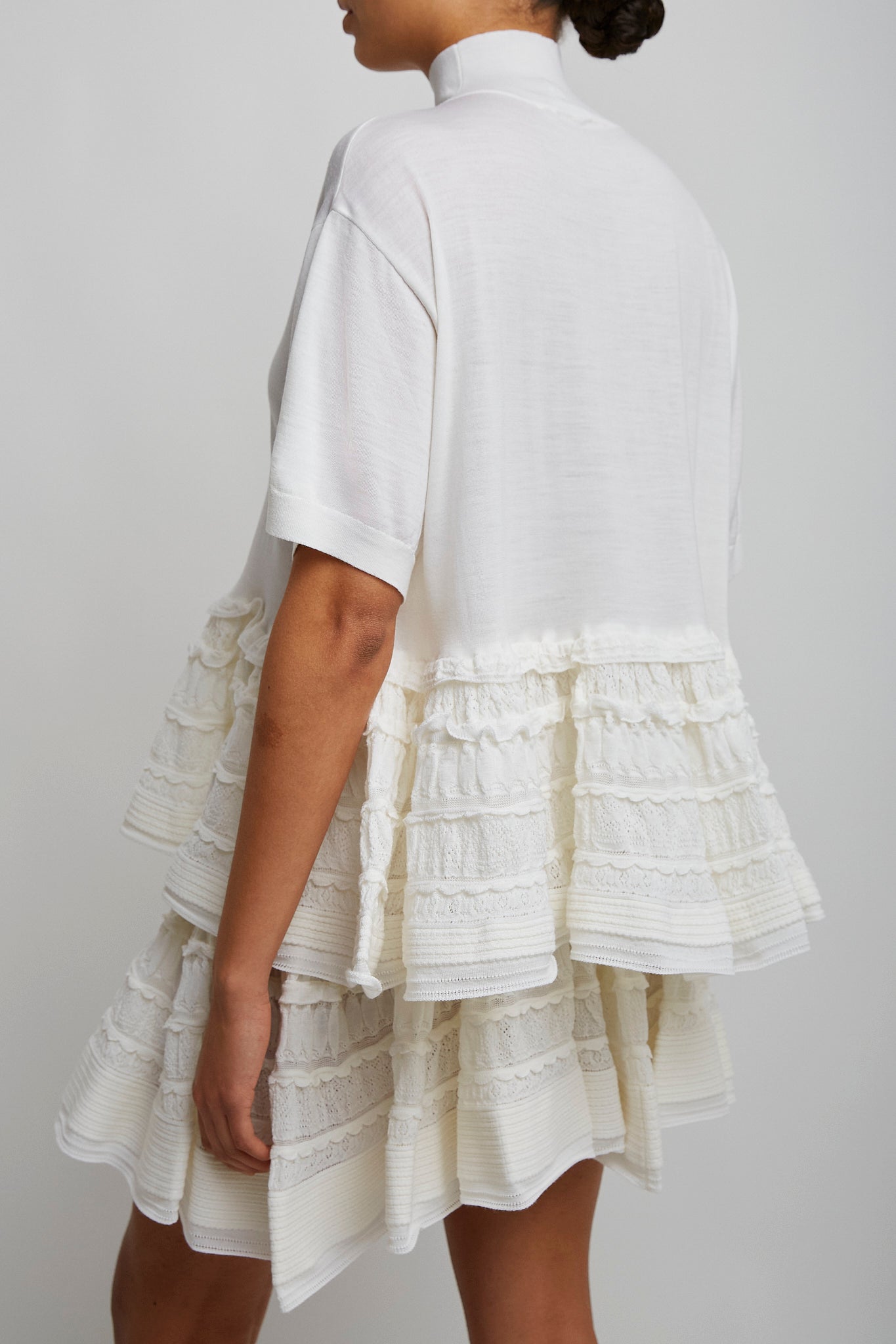White wool peplum top