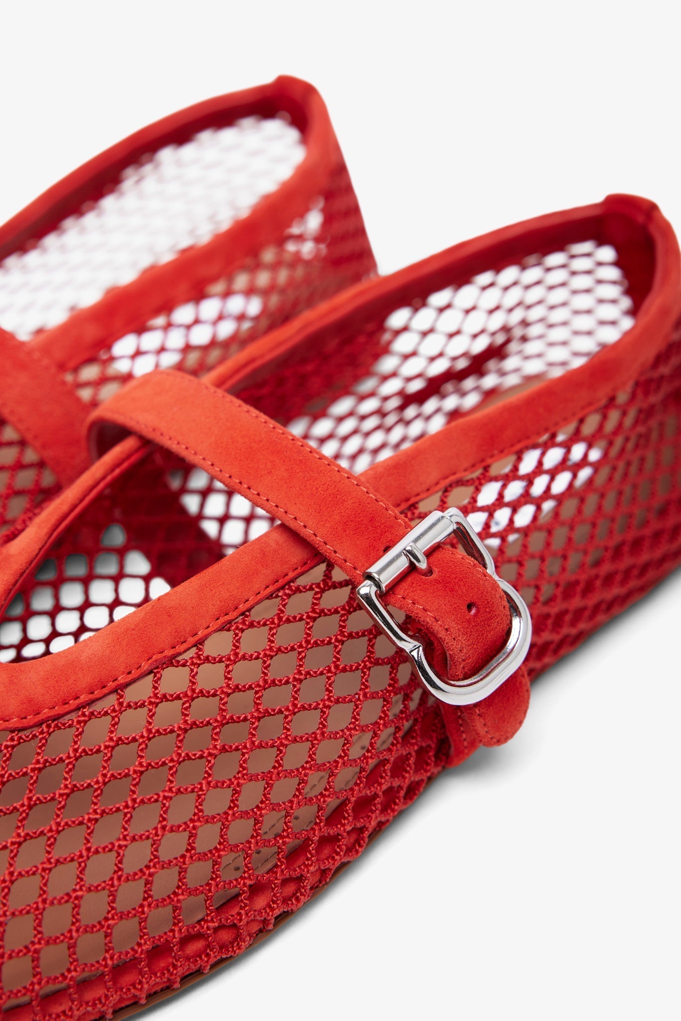 Orange mesh ballet flats