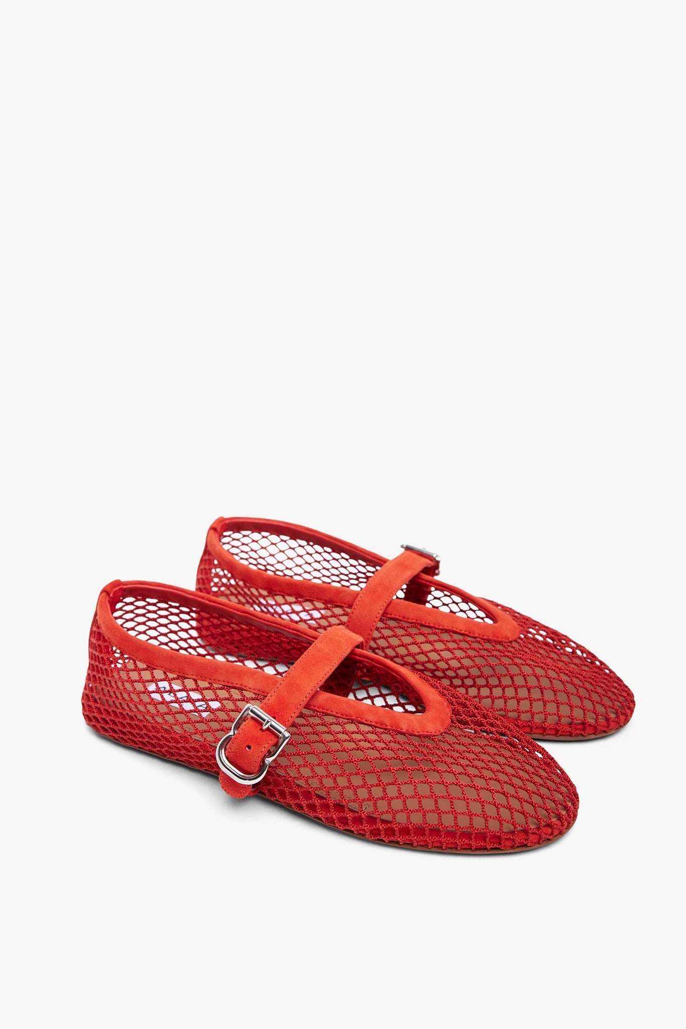 Orange mesh ballet flats