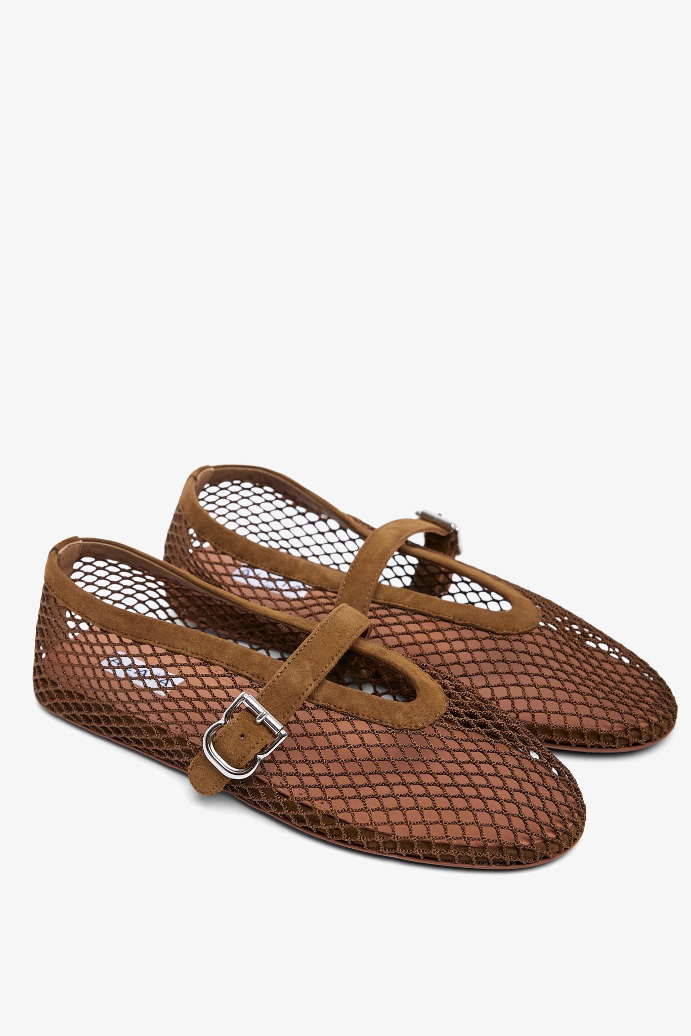 Khaki green mesh ballet flats