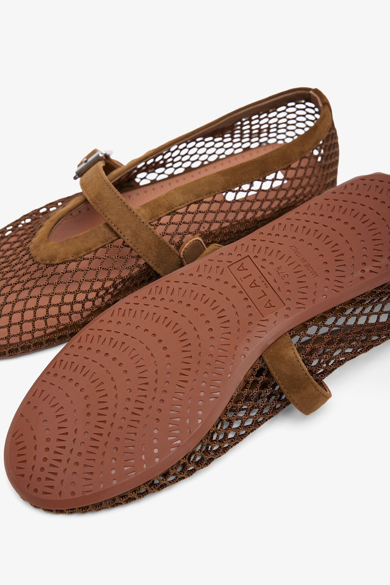 Khaki green mesh ballet flats