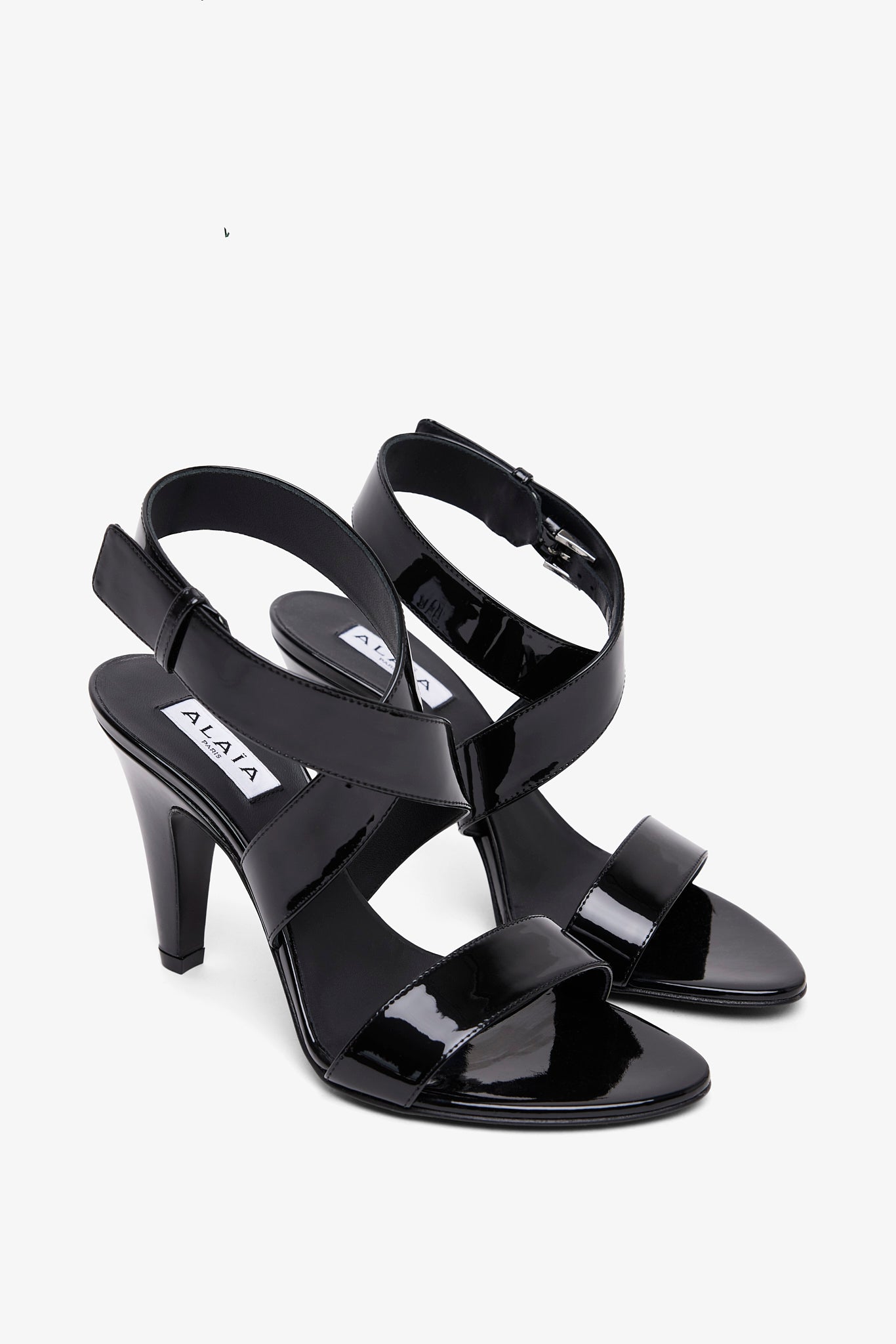 Black 90 patent sandals