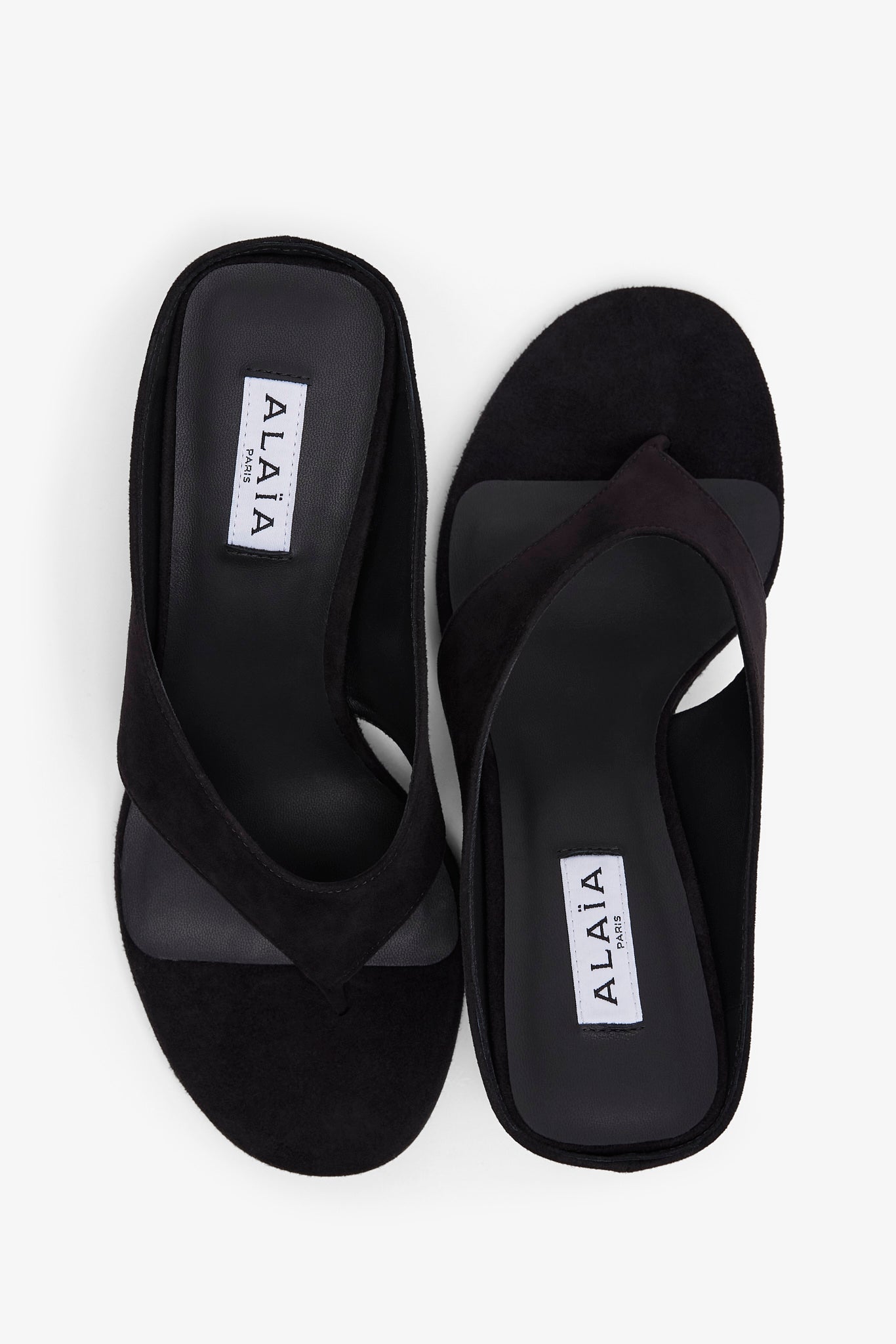Black 75 wedge thong sandals