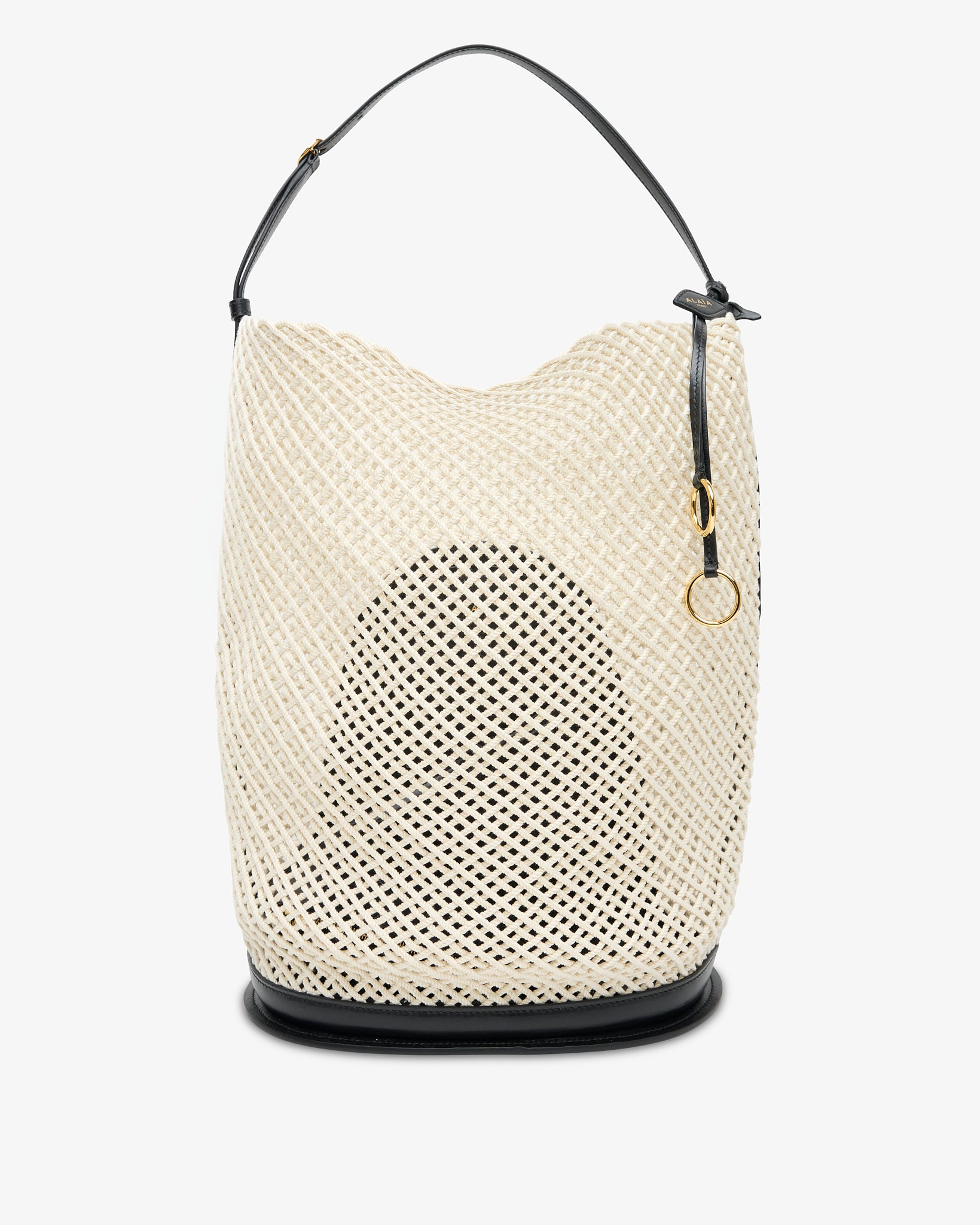 Large beige bucket bag