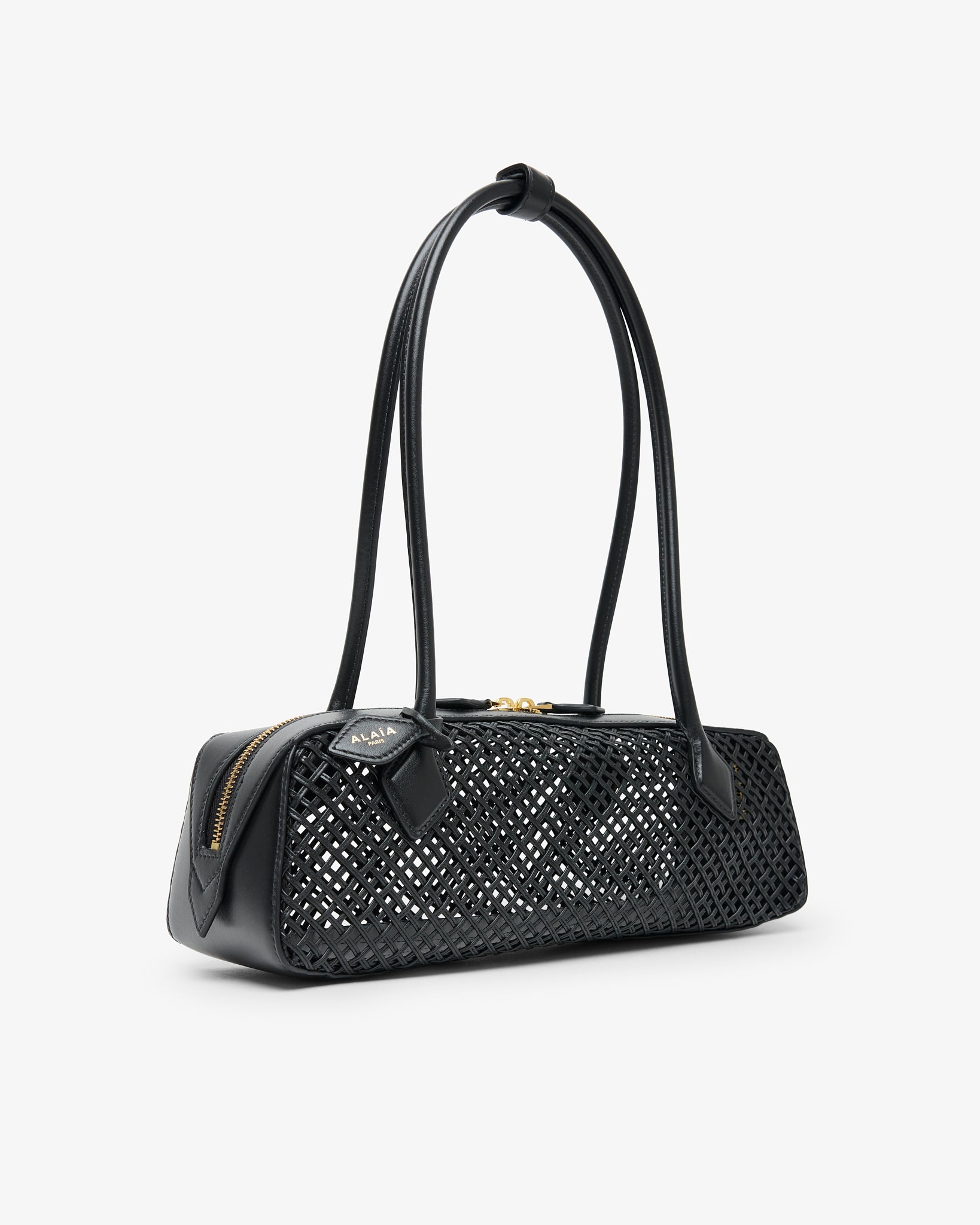 Le Teckel medium black leather bag