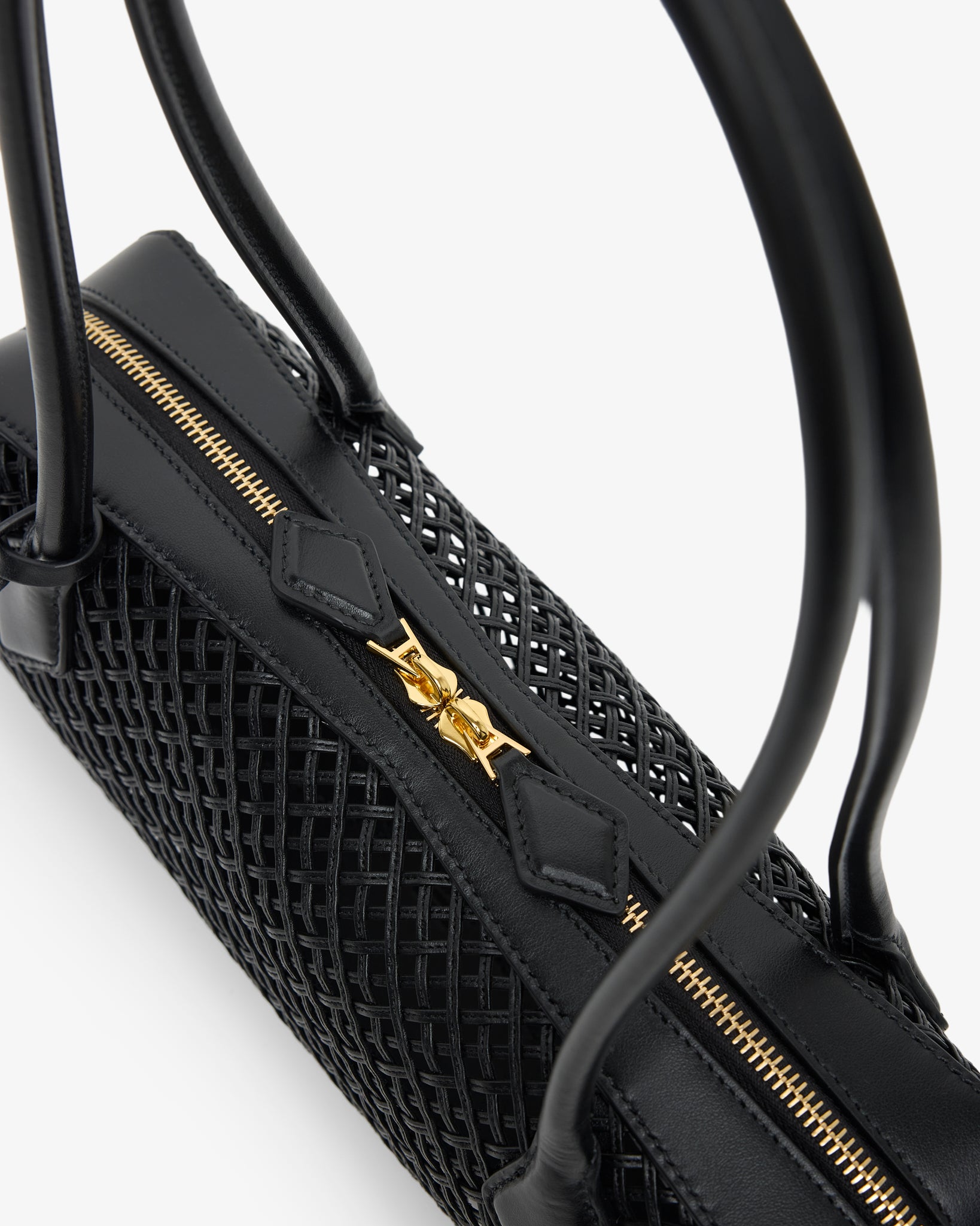 Le Teckel medium black leather bag