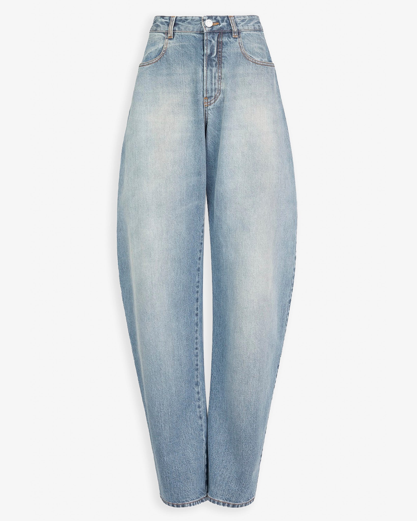 Round faded blue jeans