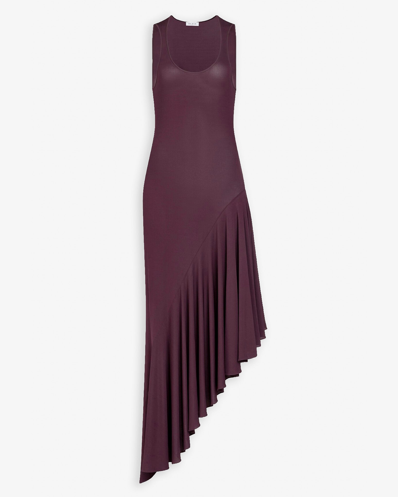 Asymmetric burgundy dress