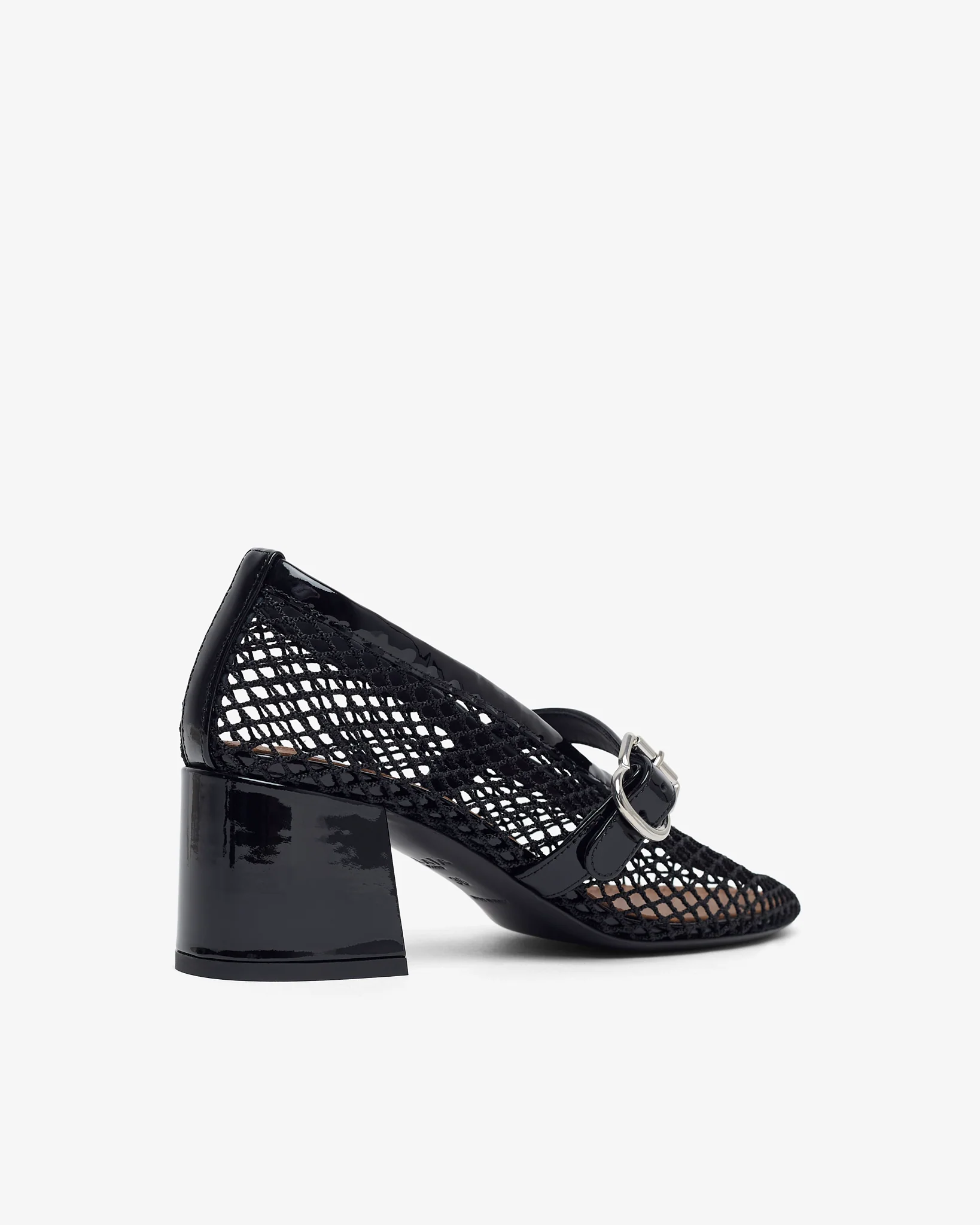 Patent black mesh 55 pumps