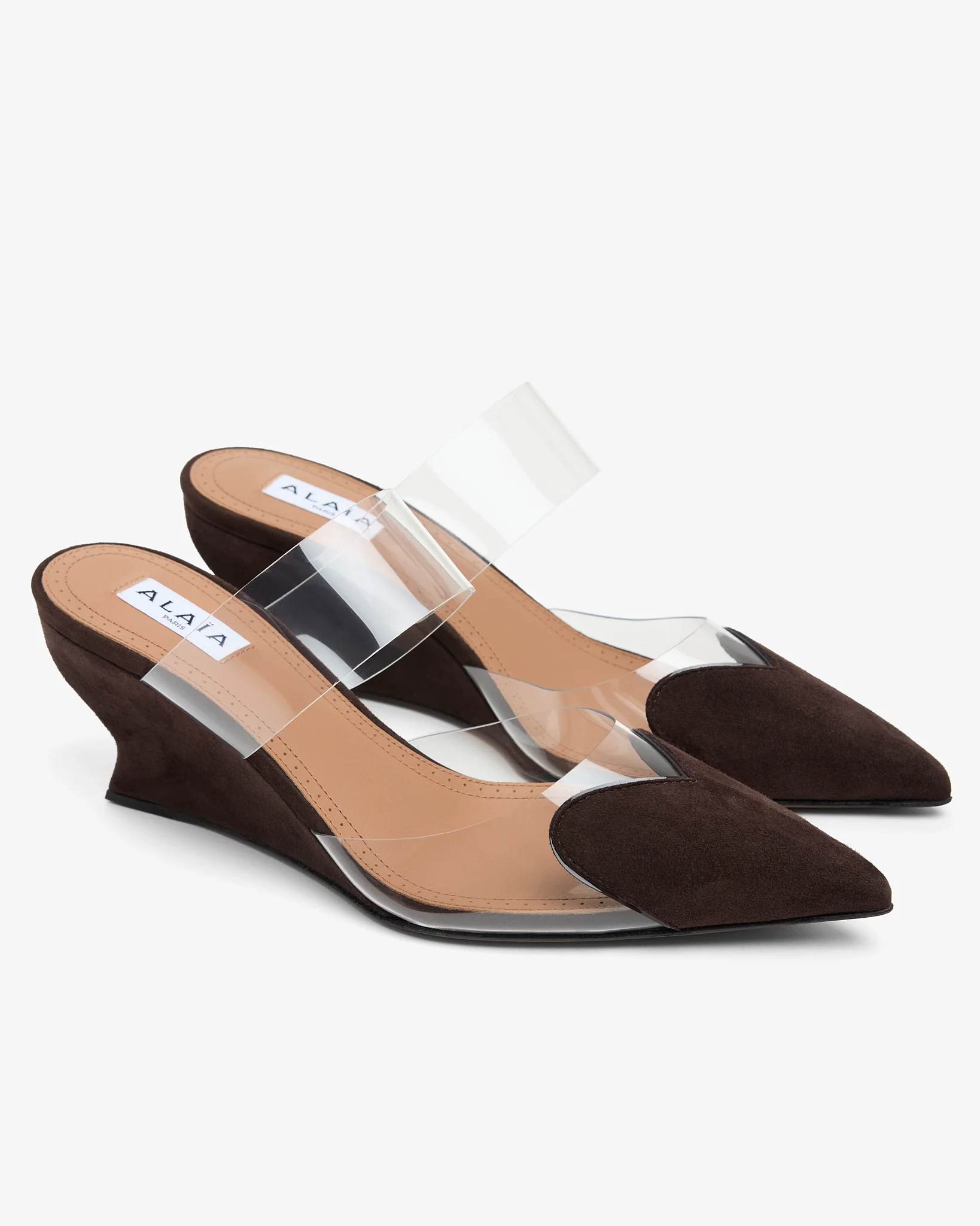 Coeur 60 brown suede wedge mules