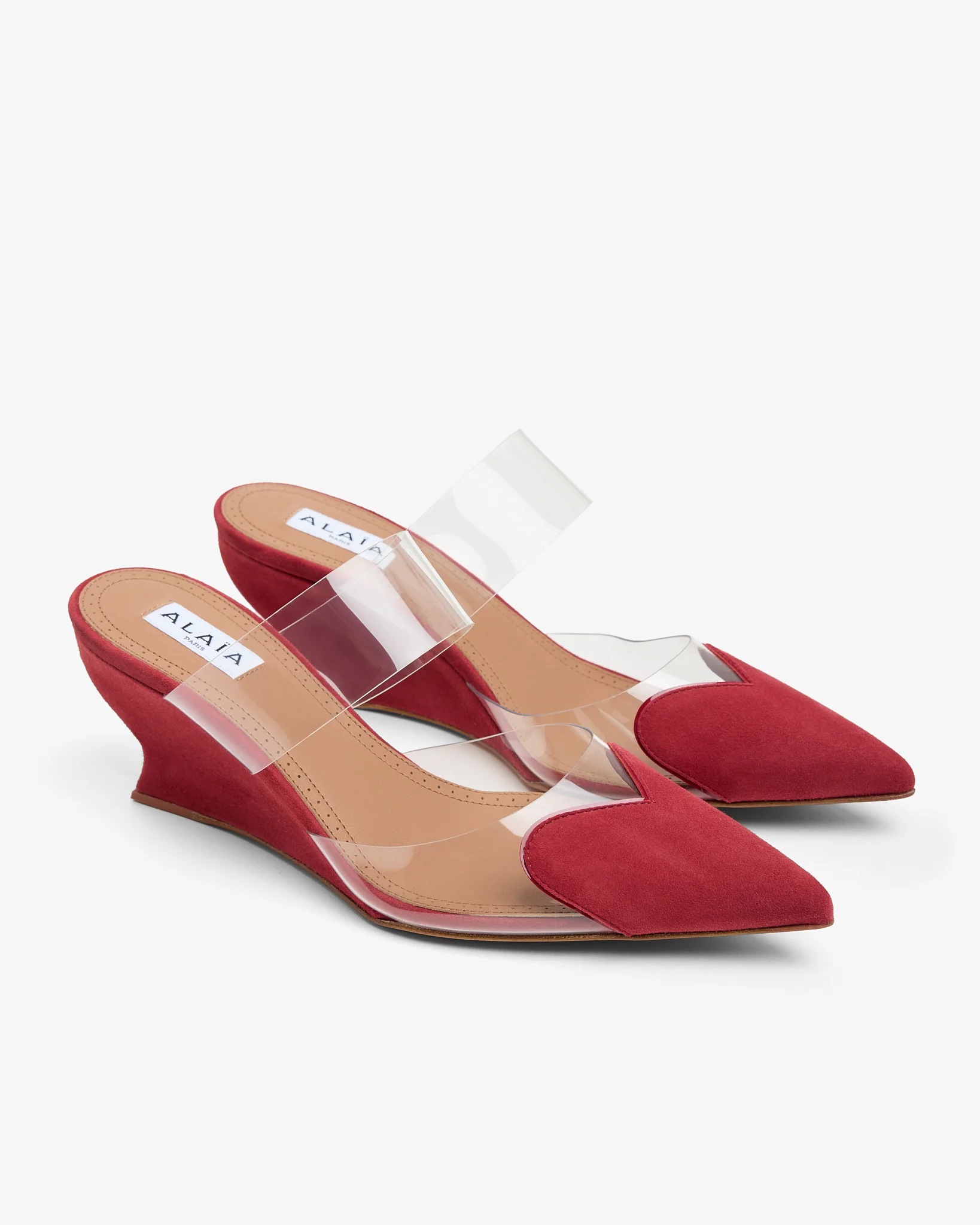 Coeur 60 red suede wedge mules