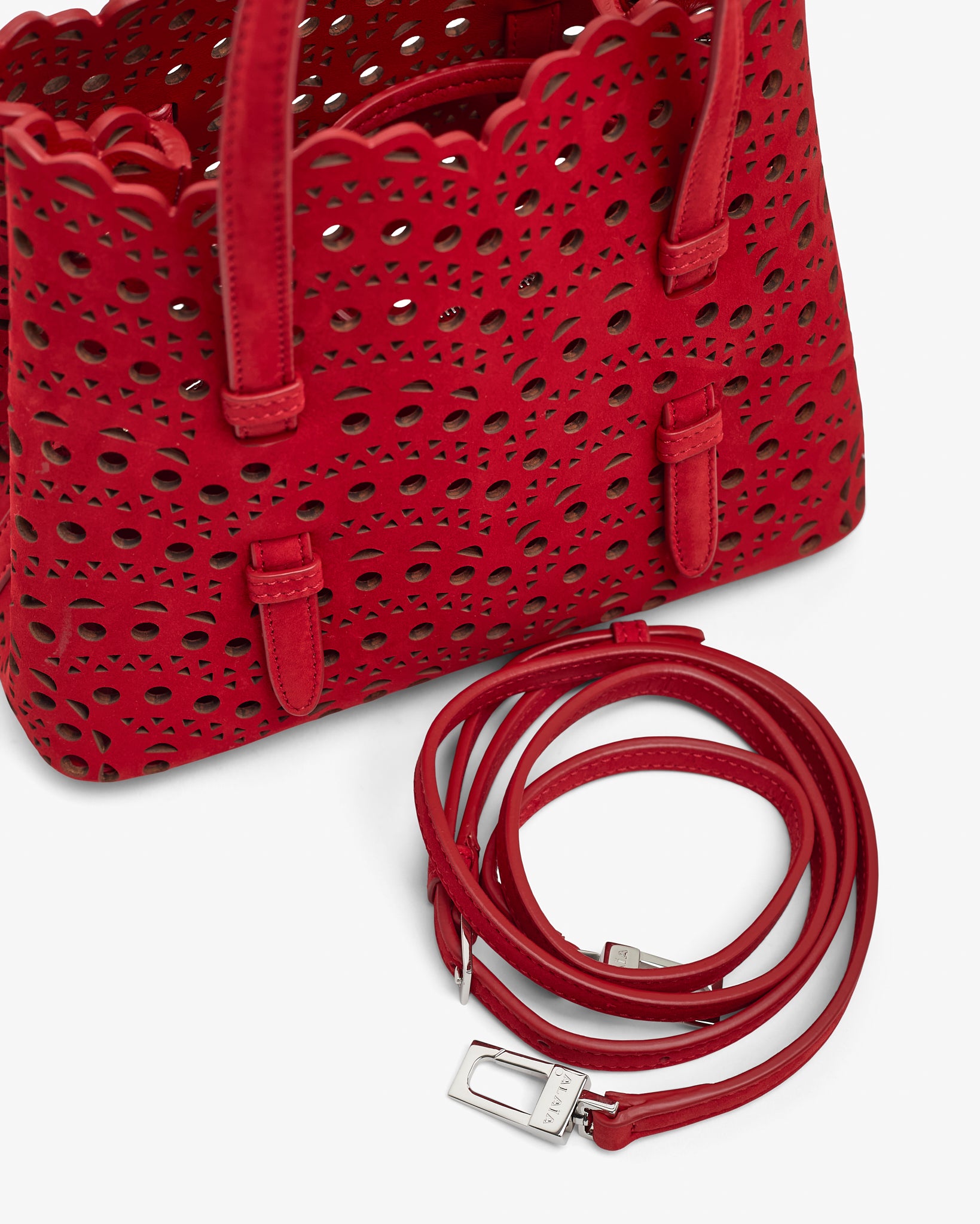 Mina 20 vienne red suede tote bag