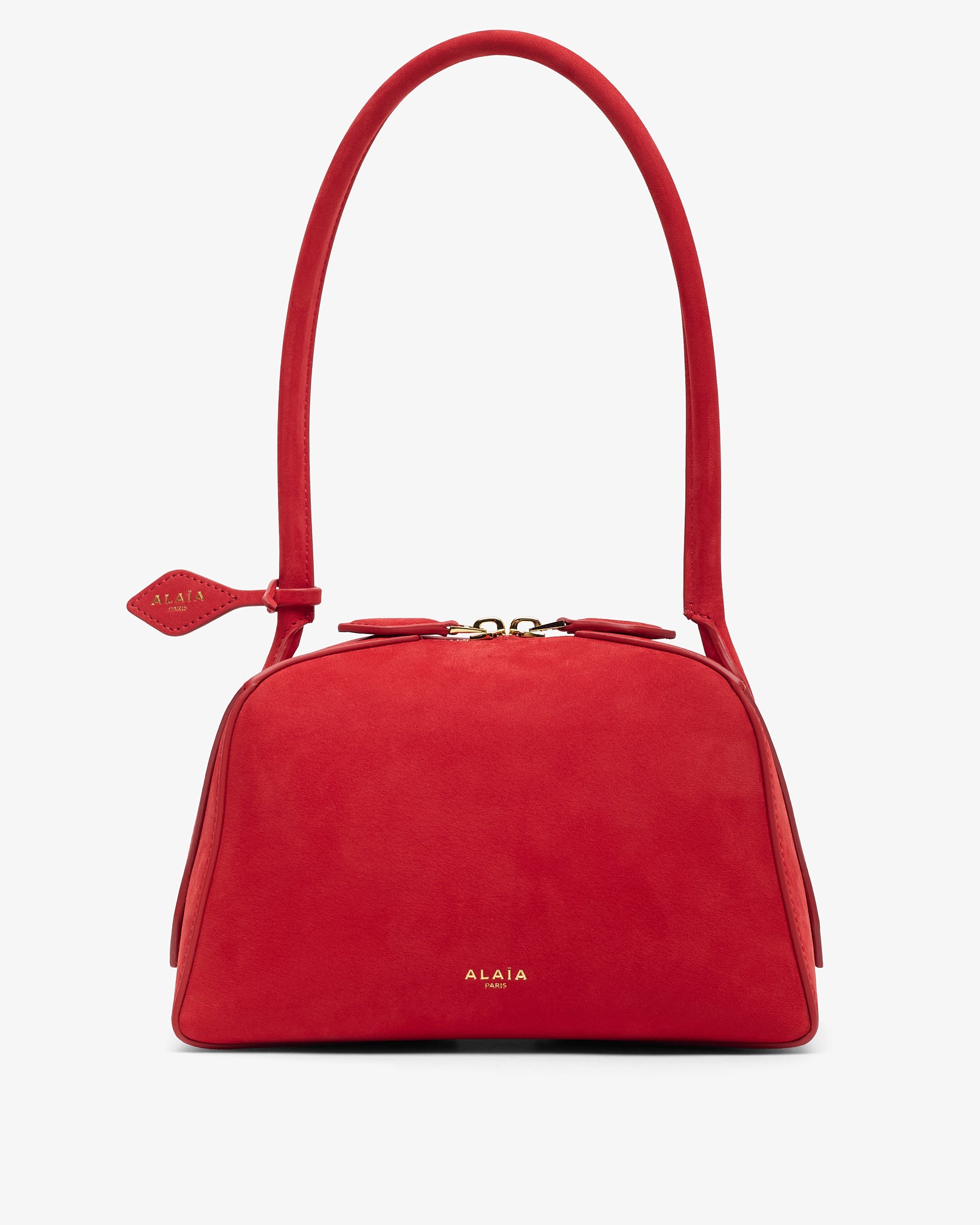 Le Bouledogue Small red suede bag