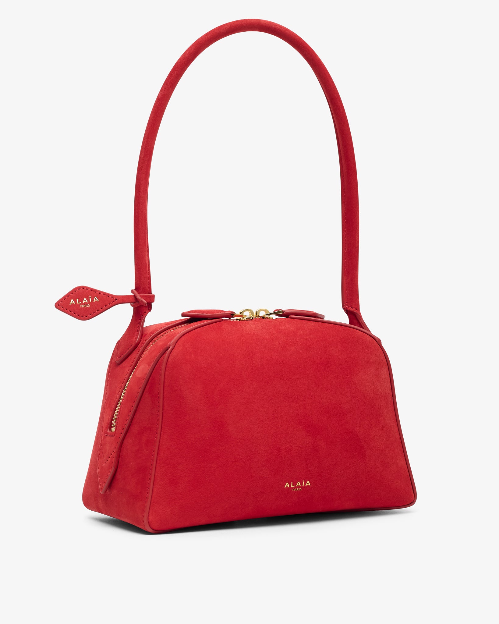 Le Bouledogue Small red suede bag