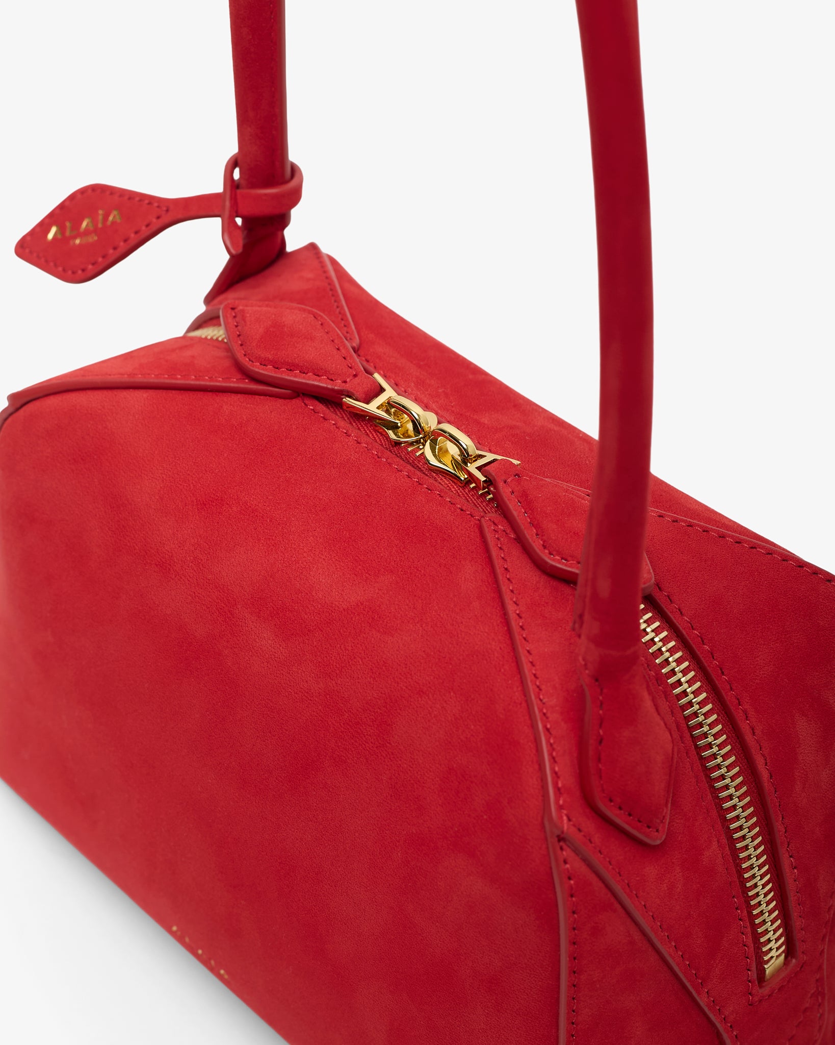 Le Bouledogue Small red suede bag