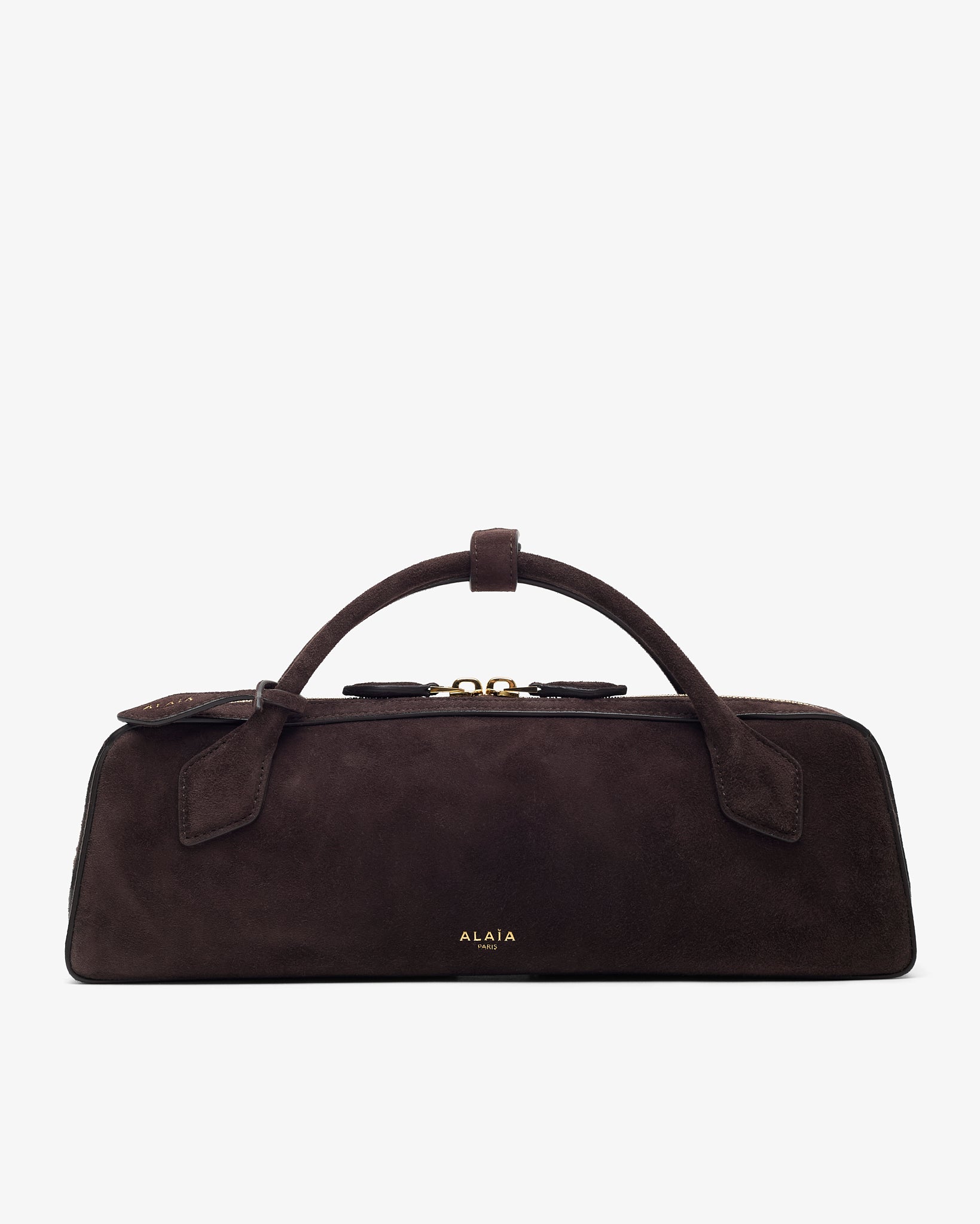 Le Teckel dark brown suede clutch