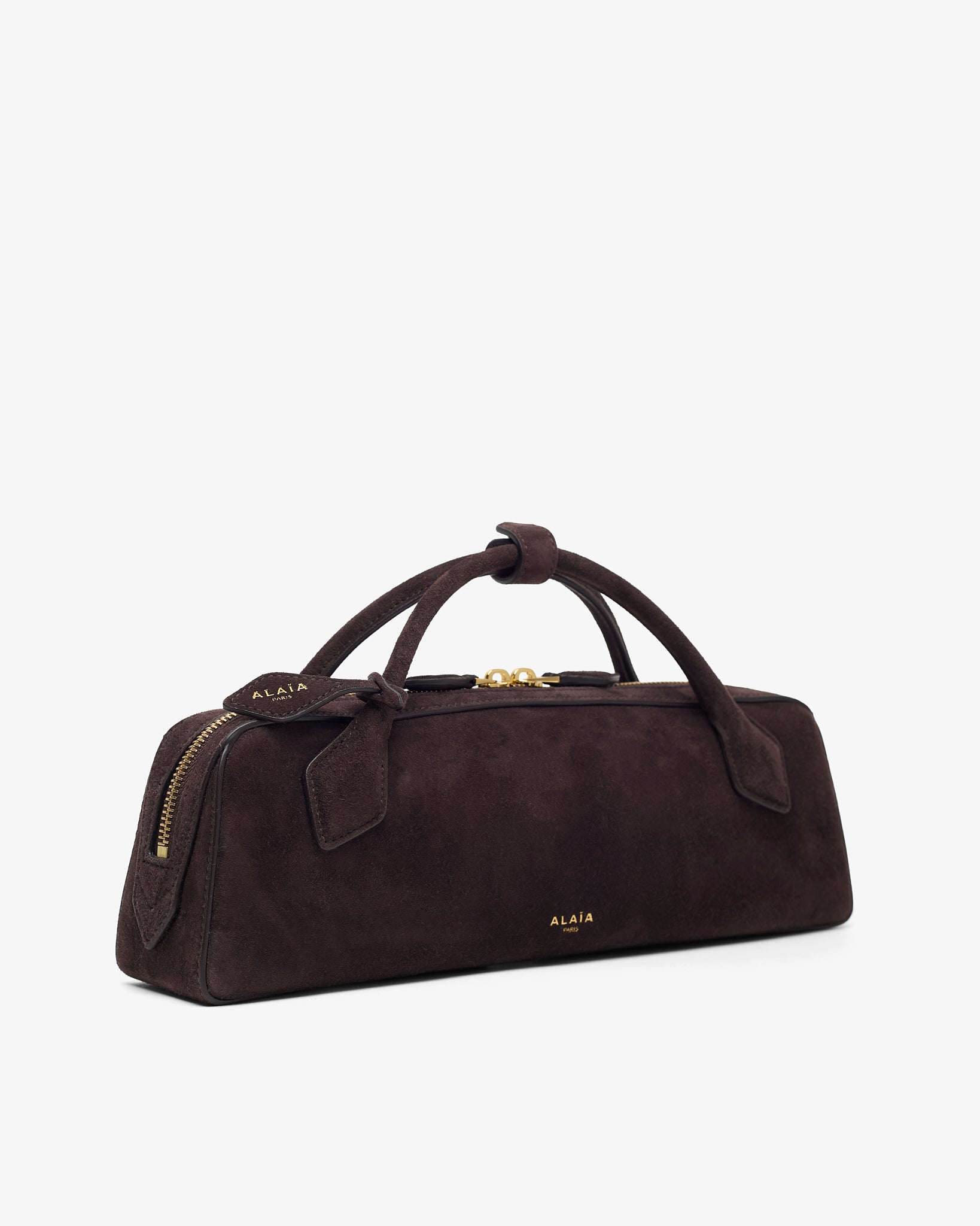 Le Teckel dark brown suede clutch