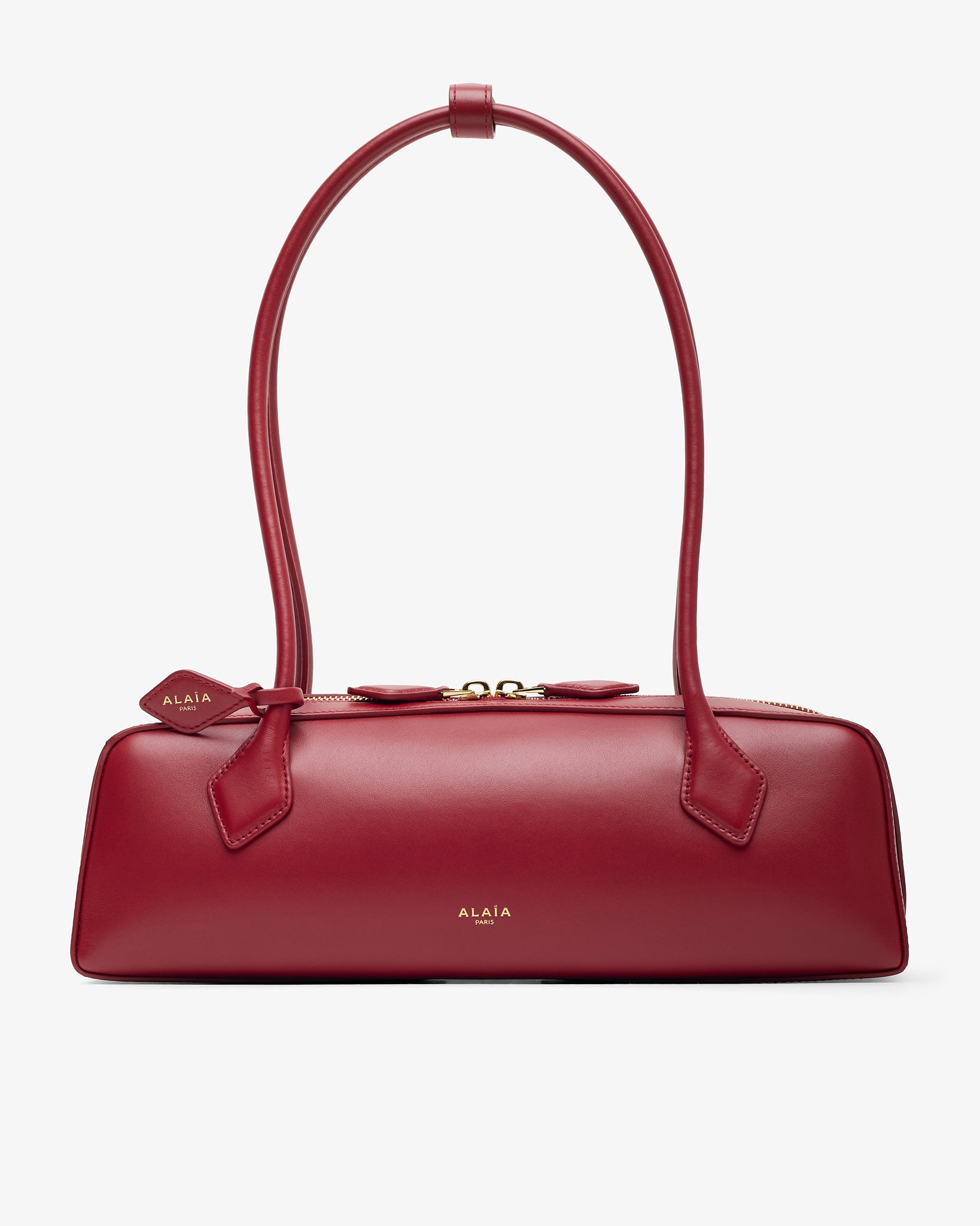 Le Teckel Medium red smooth leather bag