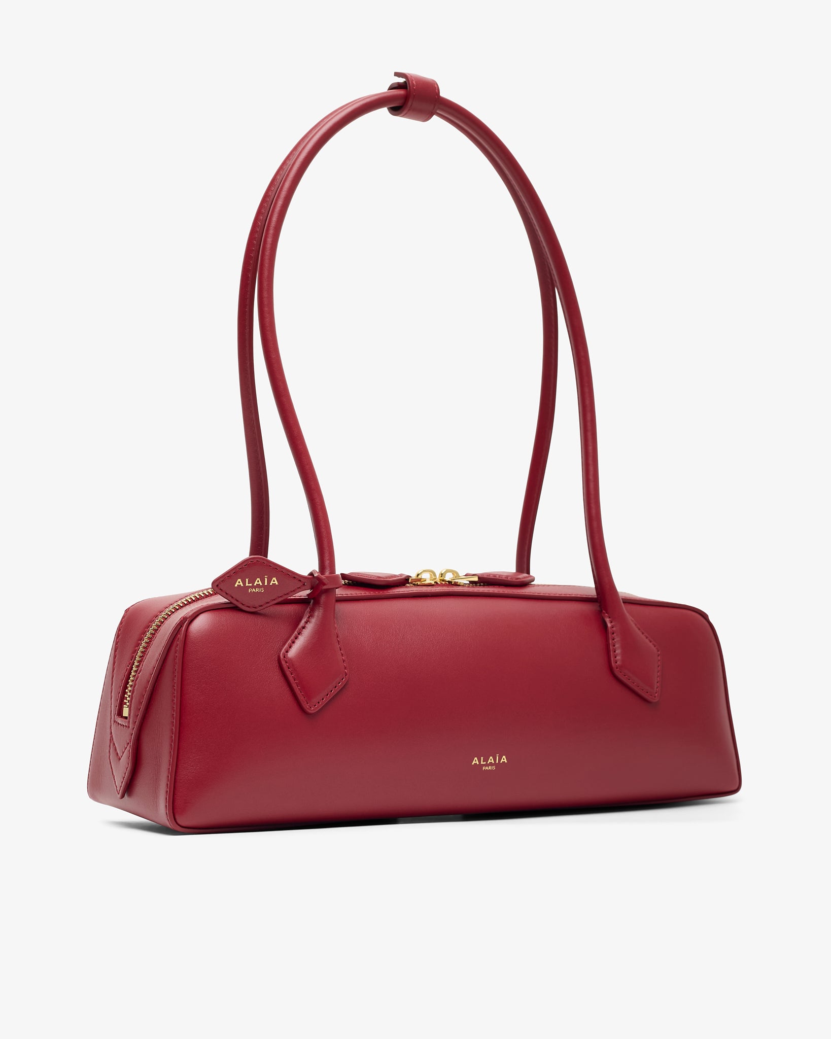 Le Teckel Medium red smooth leather bag