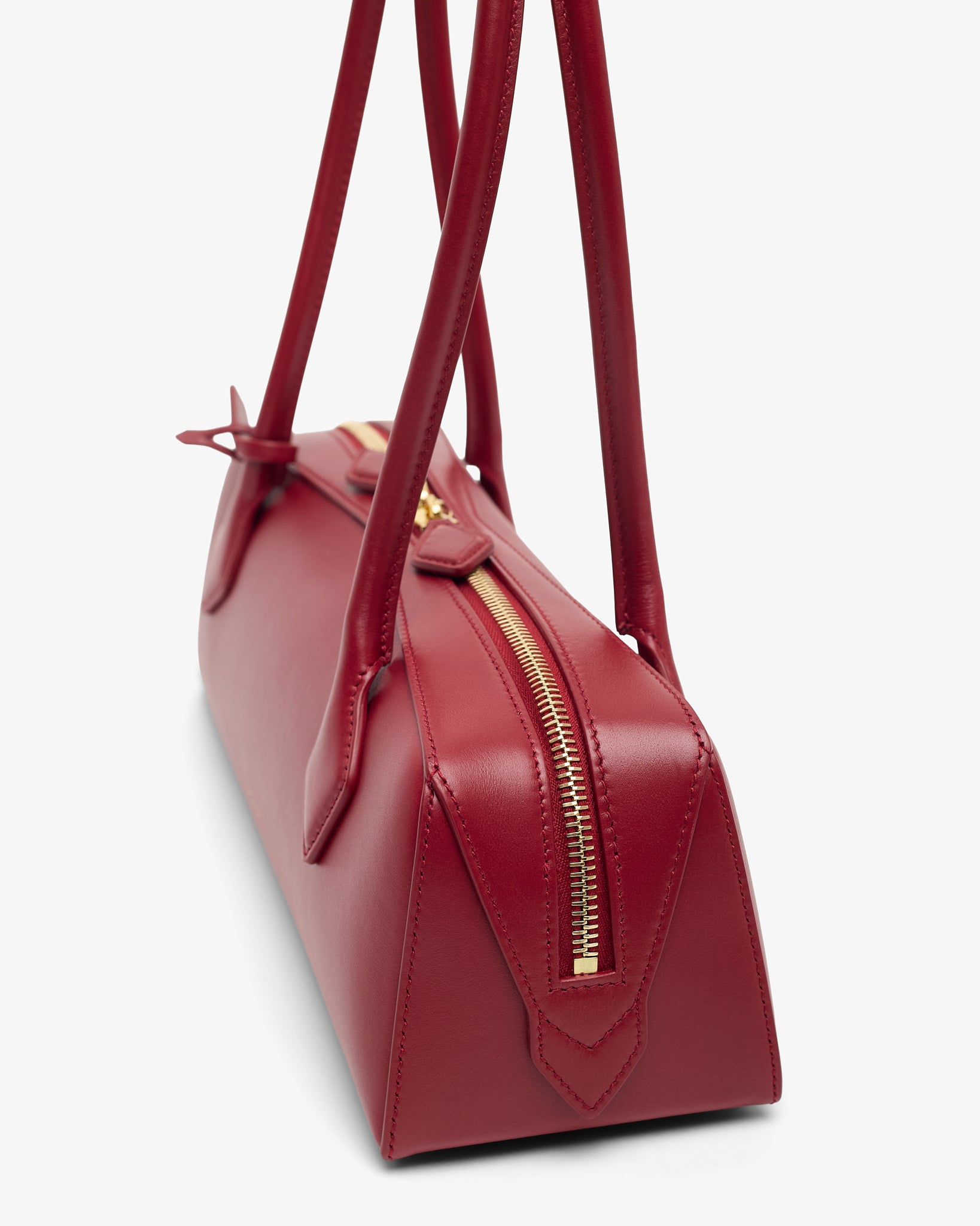 Le Teckel Medium red smooth leather bag