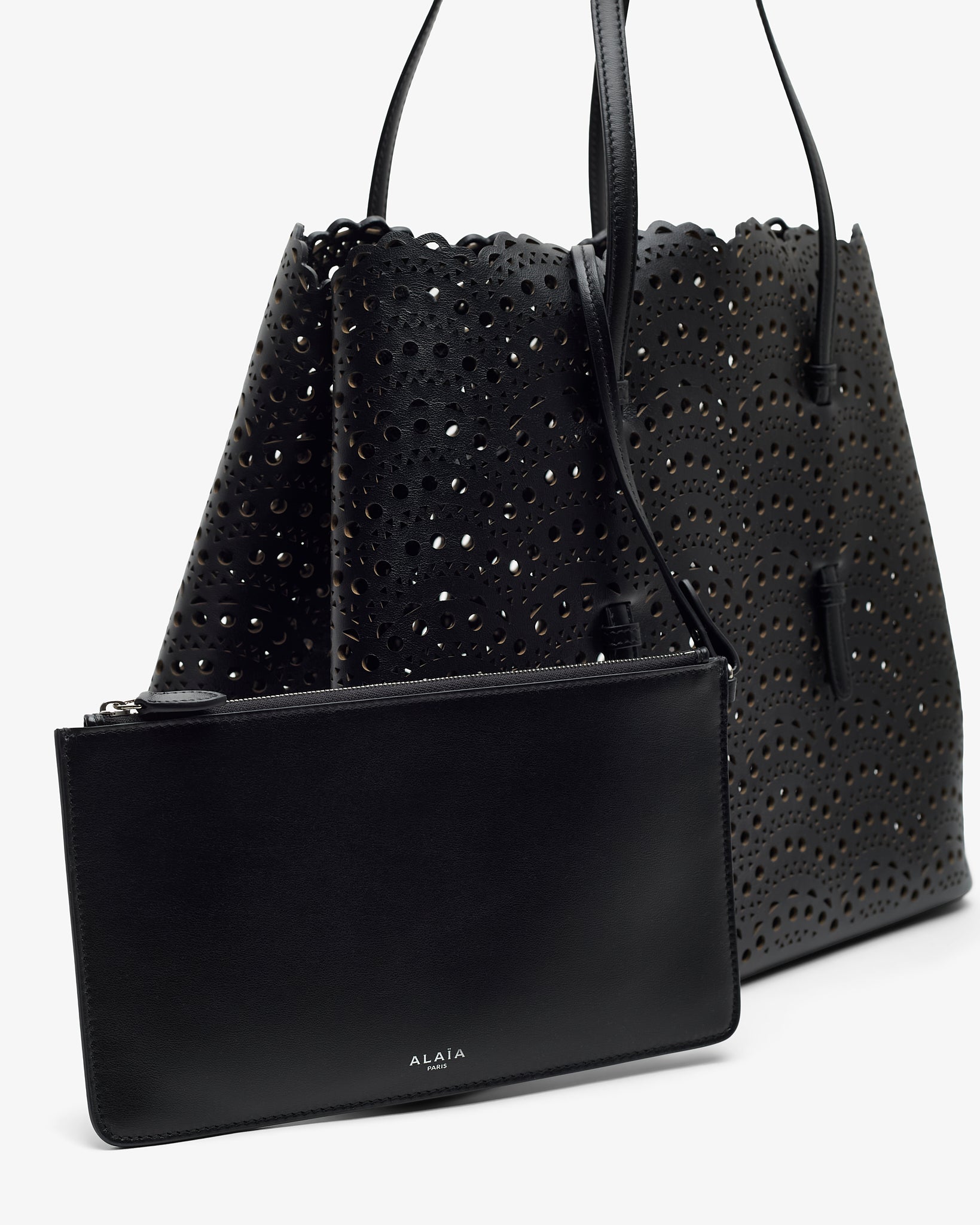 Mina 37 vienne black leather tote bag