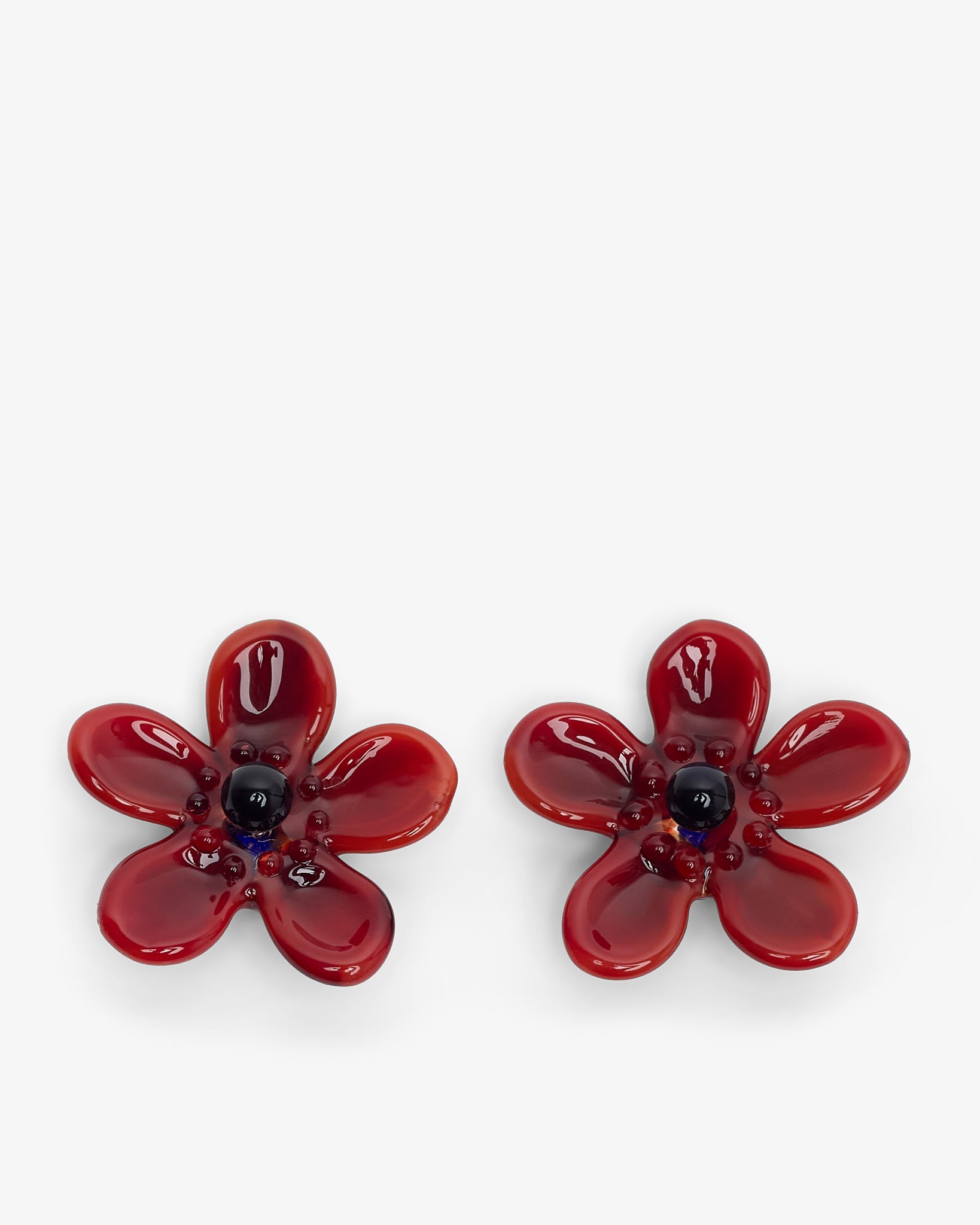Bloom red glass earrings