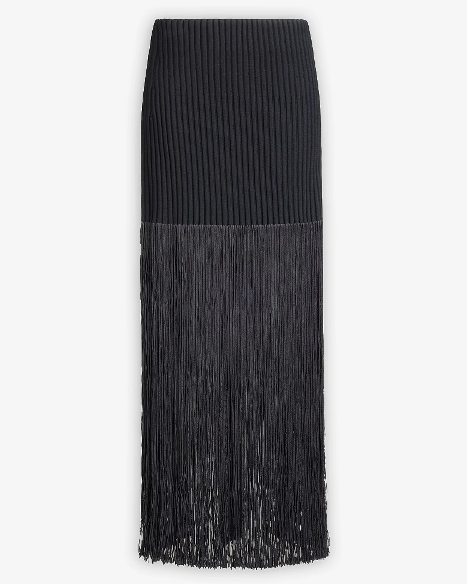 Black fringed tube knitted skirt