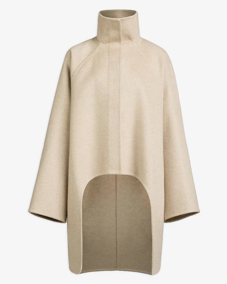 Beige double face cashmere coat