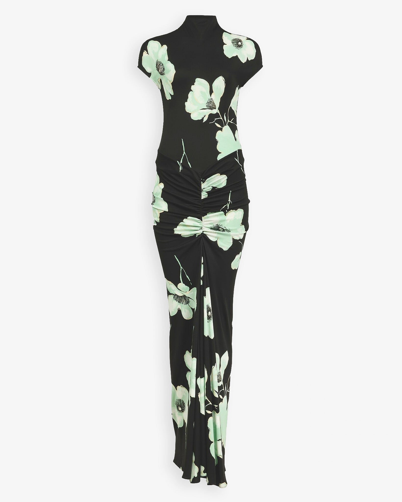 Floral printed draped jersey dress