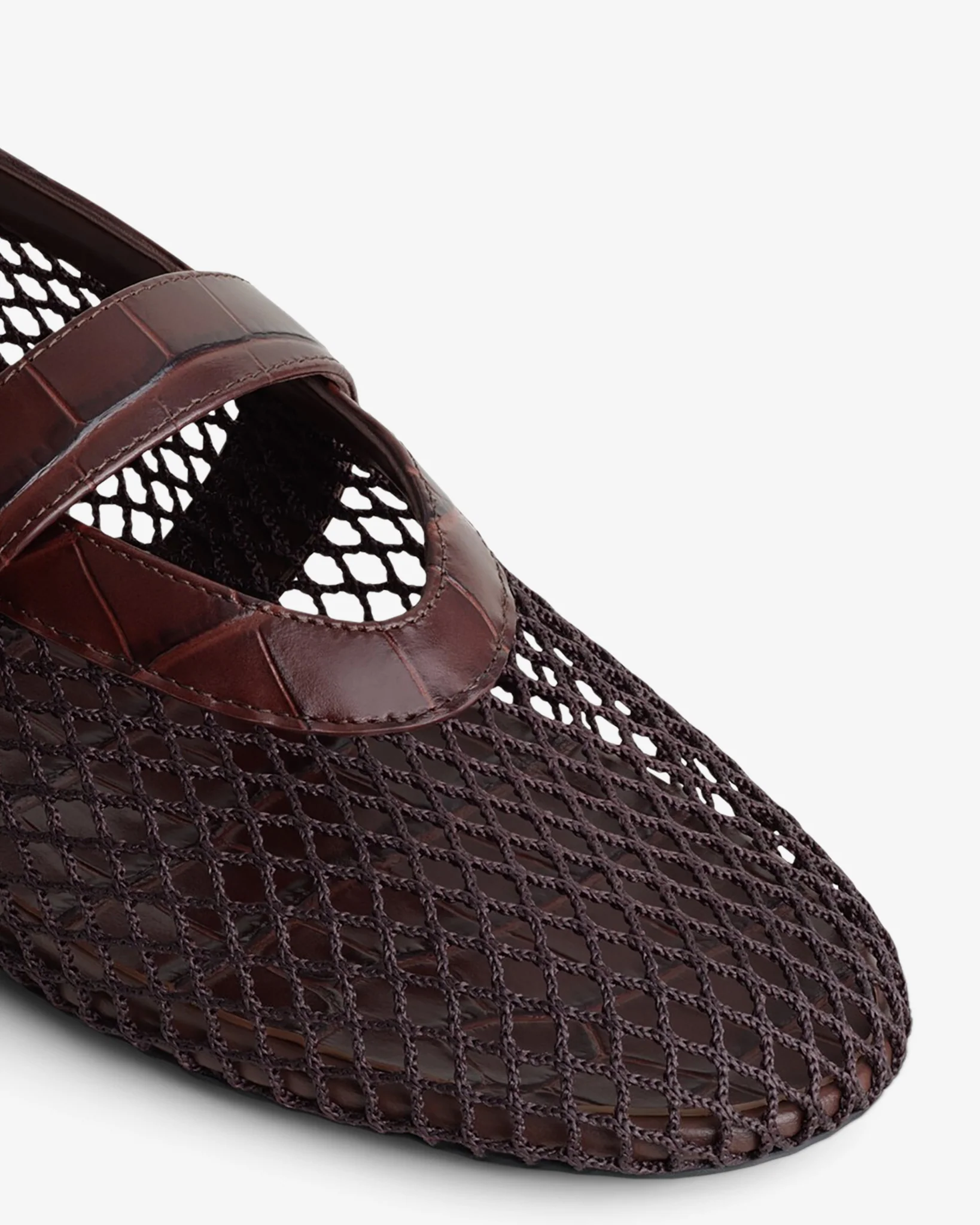 Embossed leather mesh ballet flats
