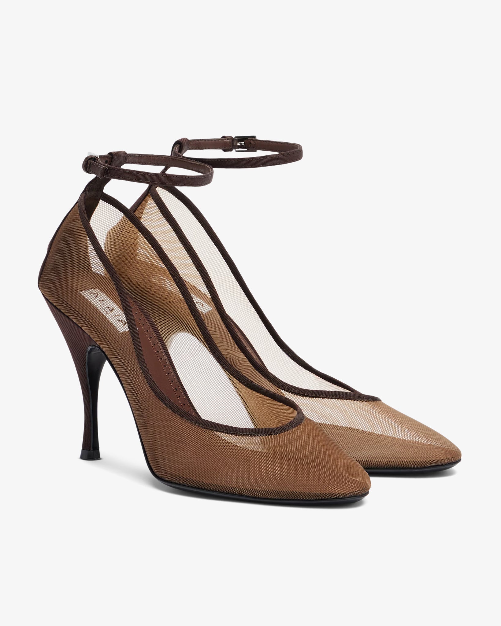 Transparent amber strappy pumps
