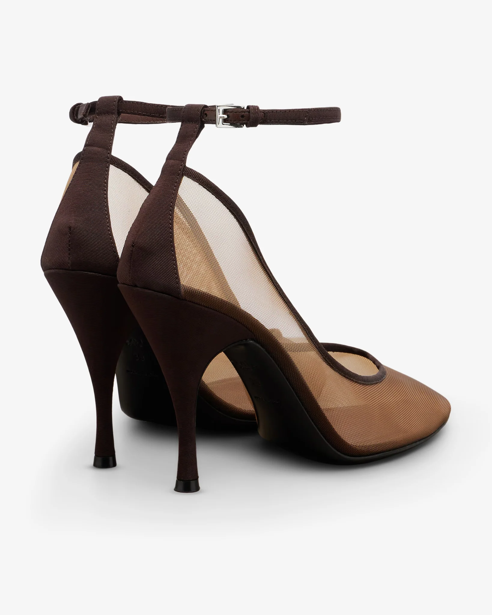 Transparent amber strappy pumps