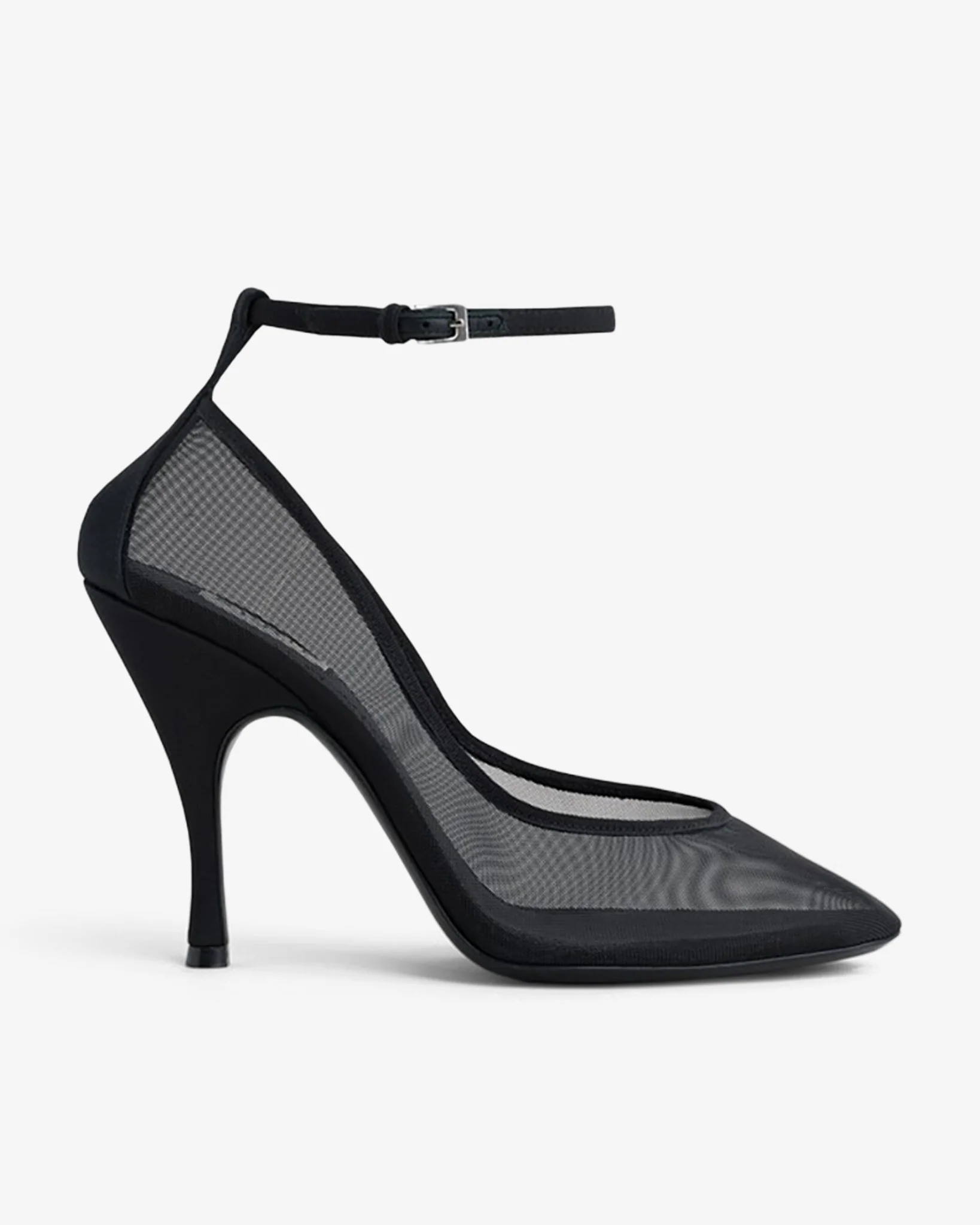 Transparent black strappy pumps