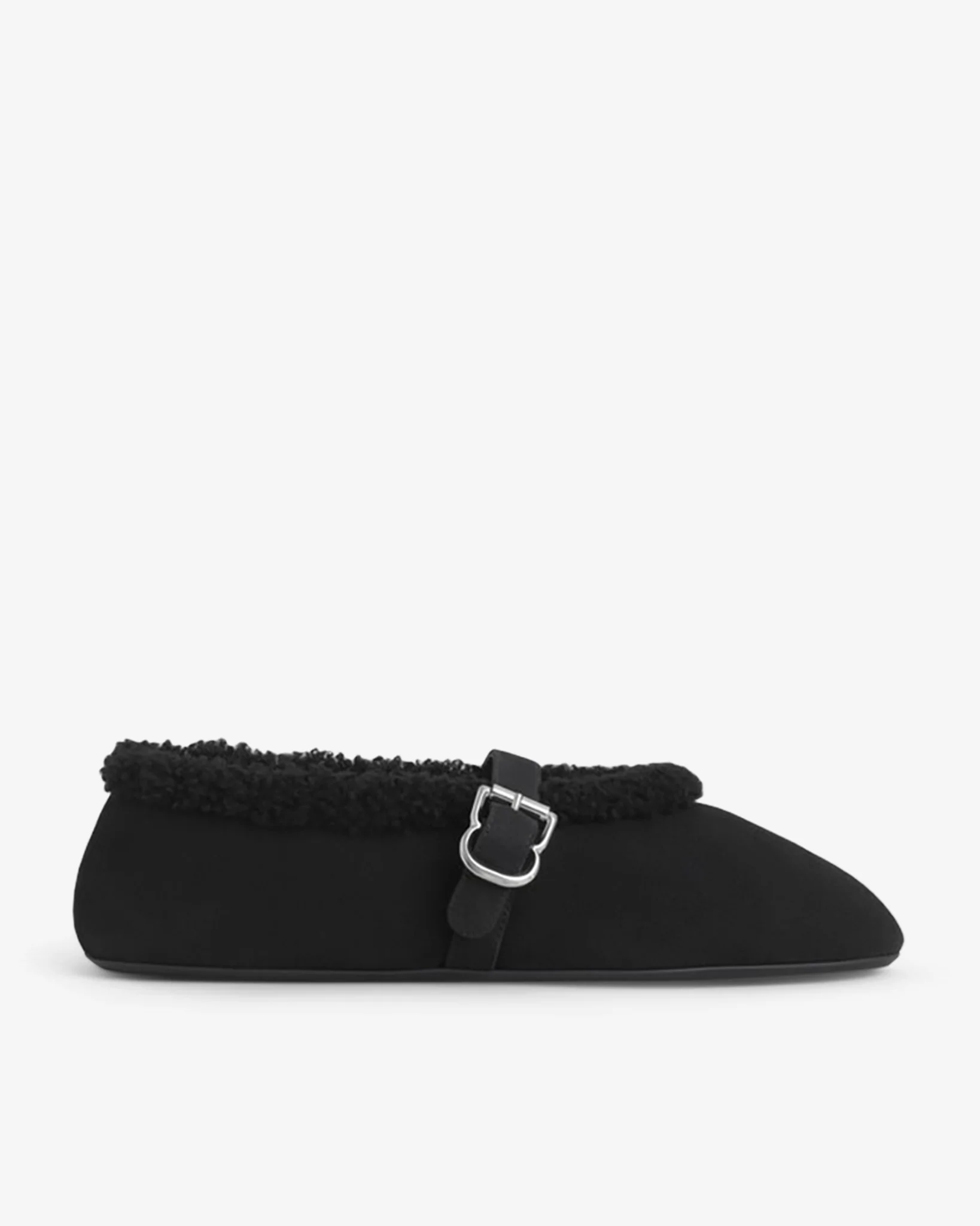Black merino shearling ballet flats
