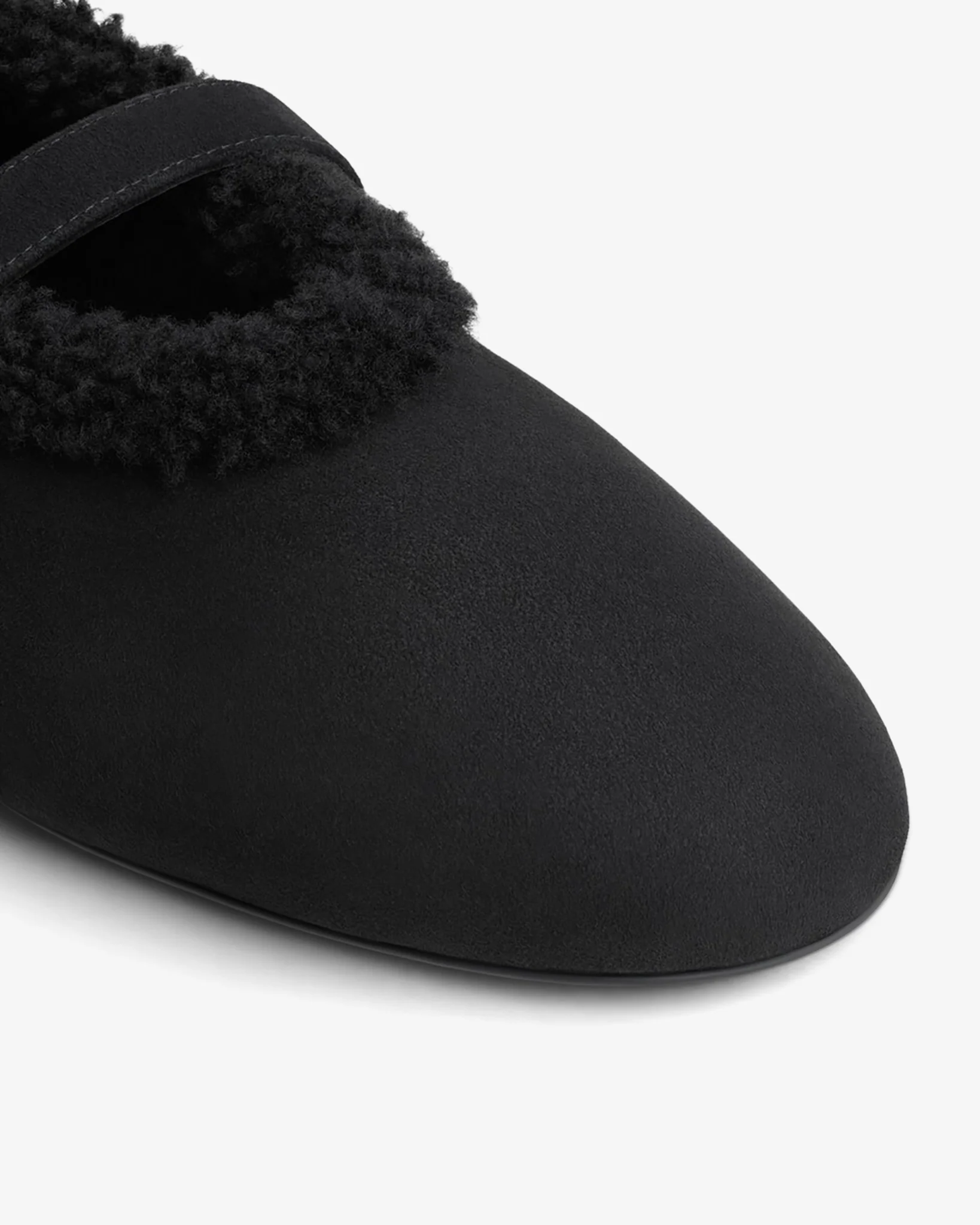 Black merino shearling ballet flats