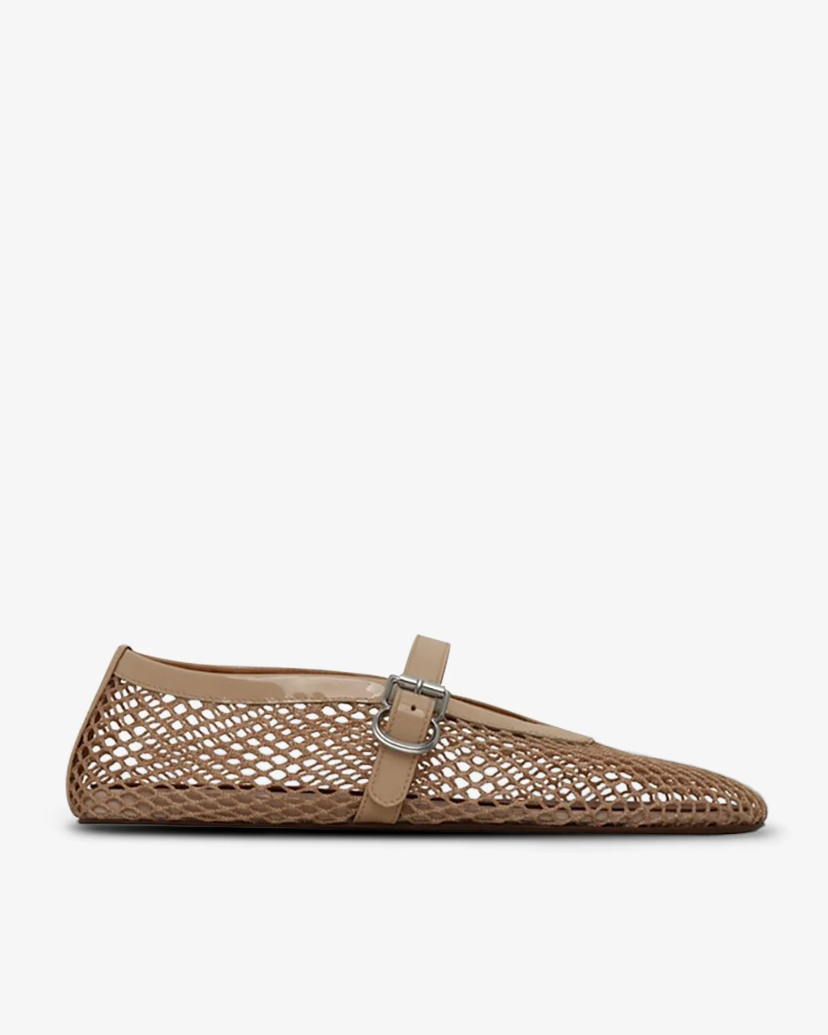 Beige mesh ballet flats